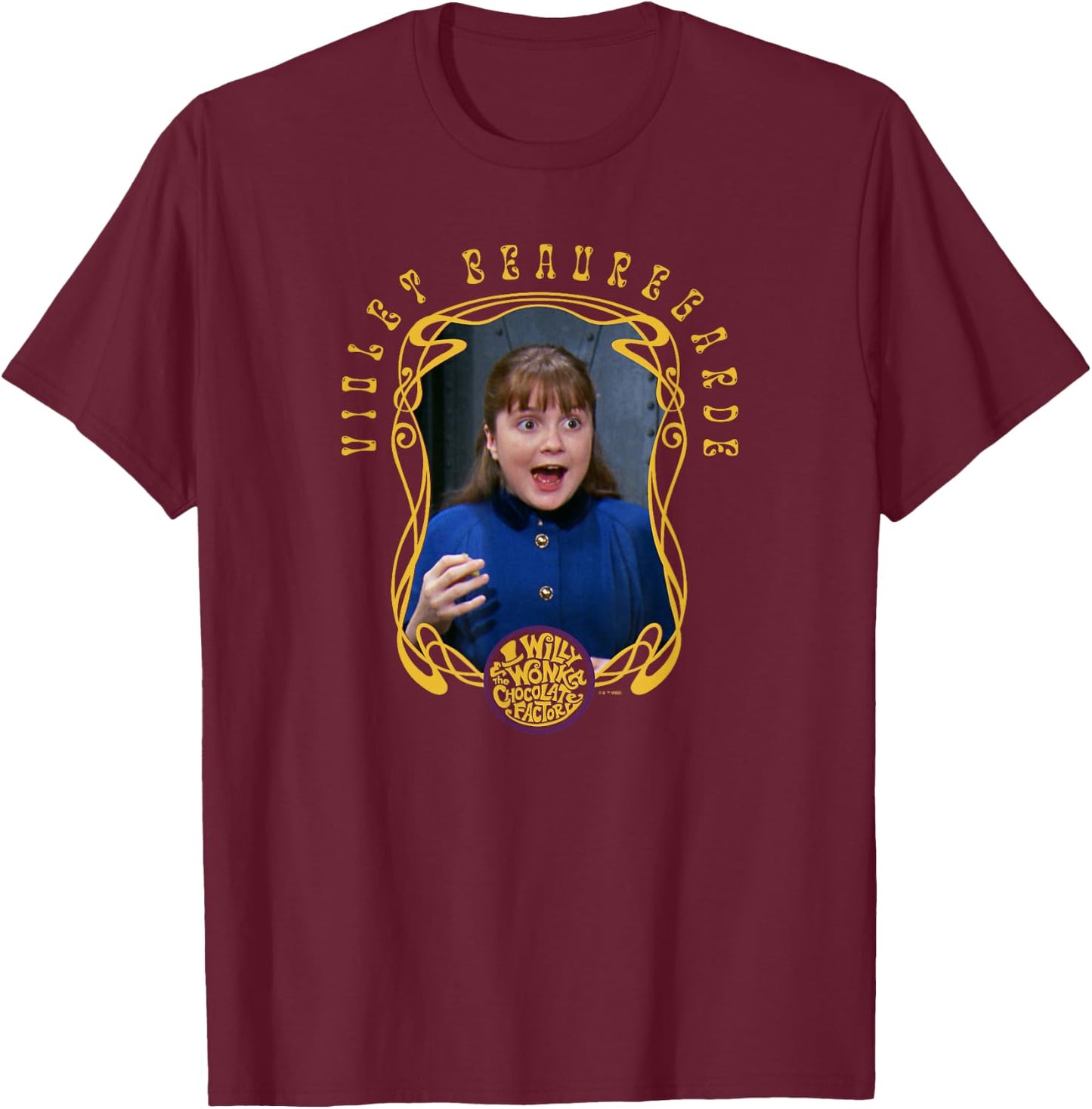 Willy Wonka And The Chocolate Factory Violet Beauregard Shot T-Shirt - T-Shirt | Maroon