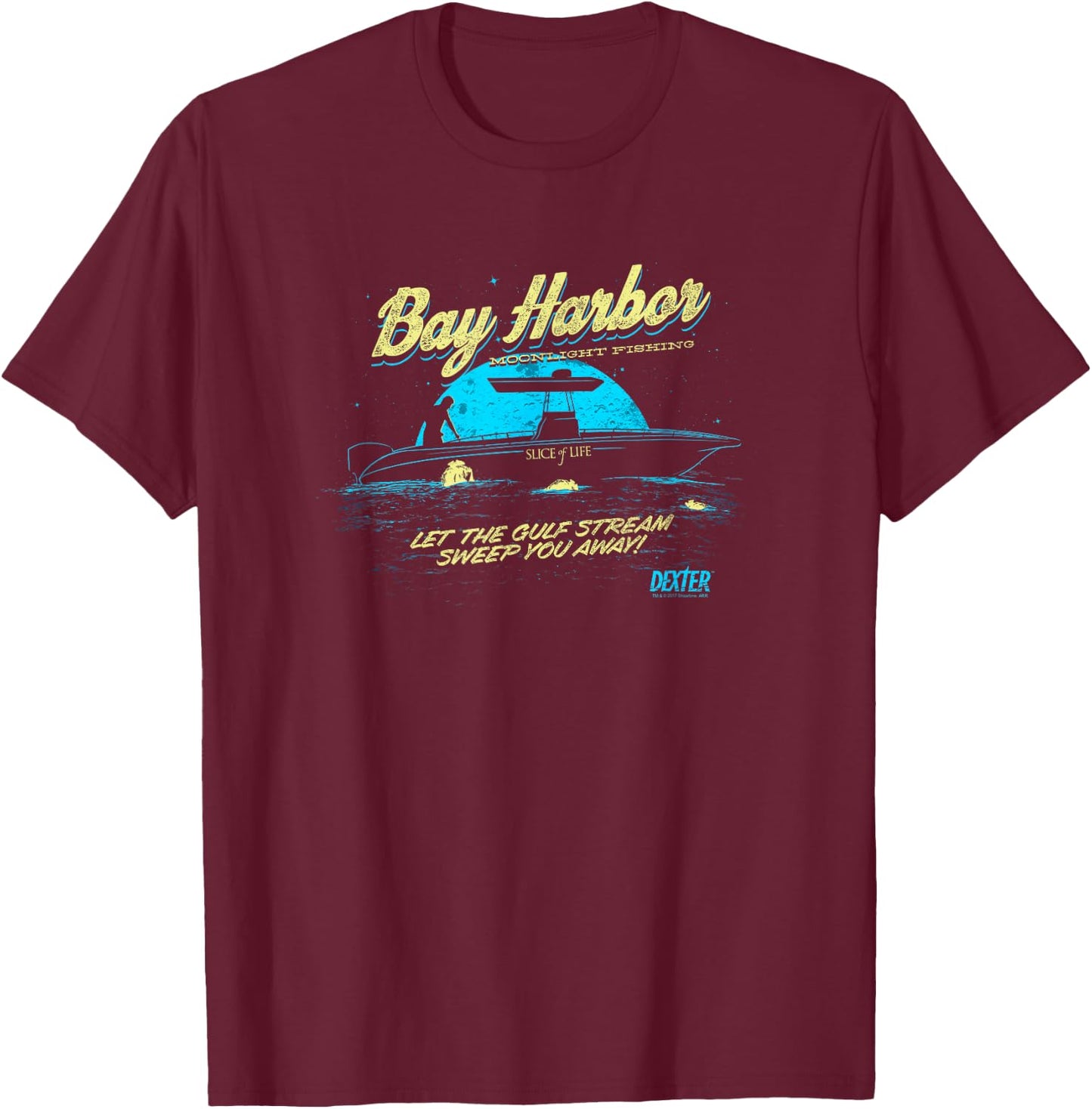 Dexter Moonlight Fishing , black T-Shirt - T-Shirt | Maroon