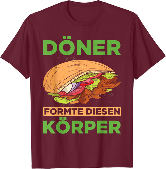 Men's Doner Shaped Diesen Body Kebab Lover Doner Skewer , black T-Shirt - T-Shirt | Maroon