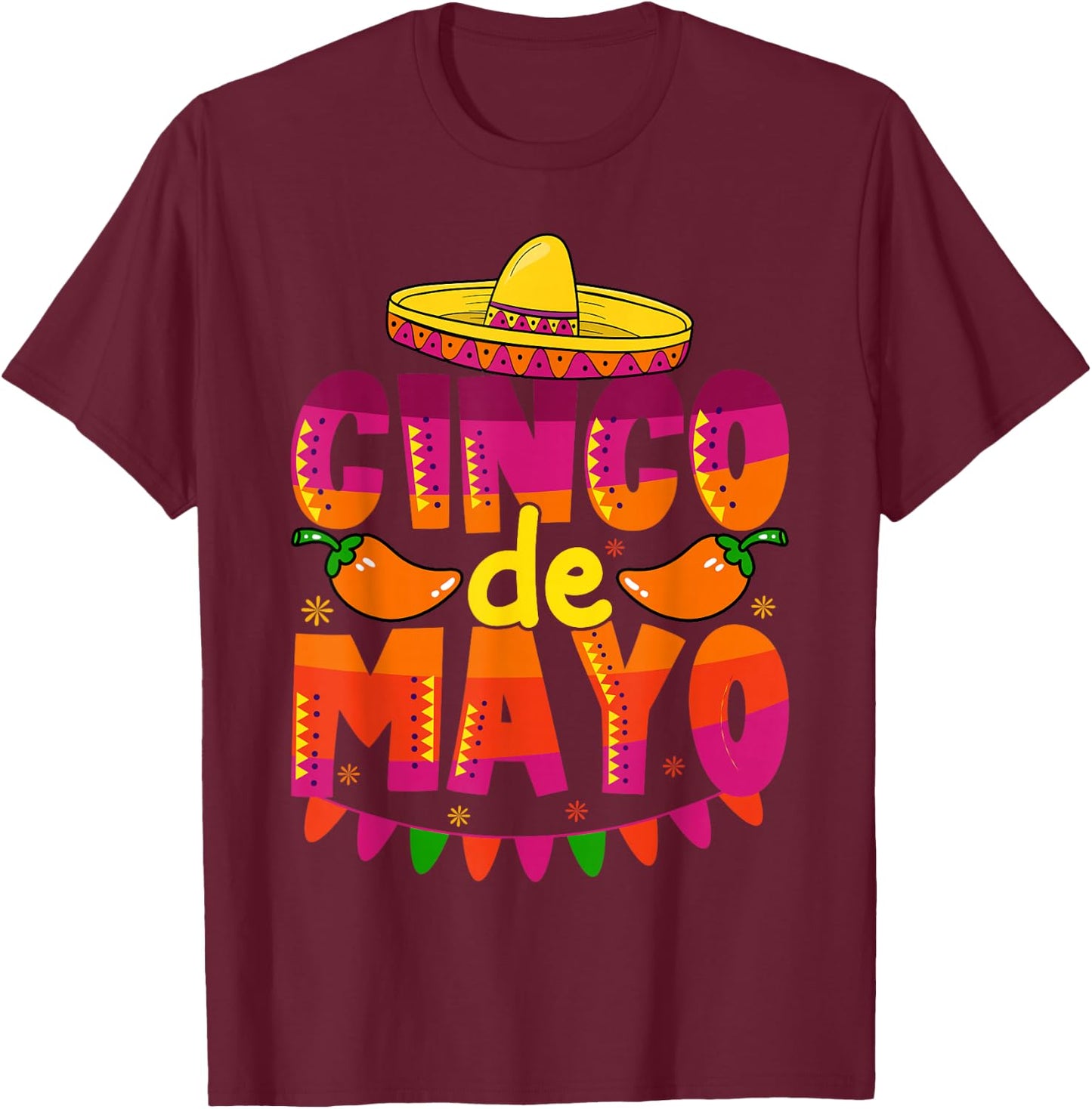 Cinco De Mayo Lets Fiesta Squad 5 De Mayo Mexican Men Women T-Shirt - T-Shirt | Maroon