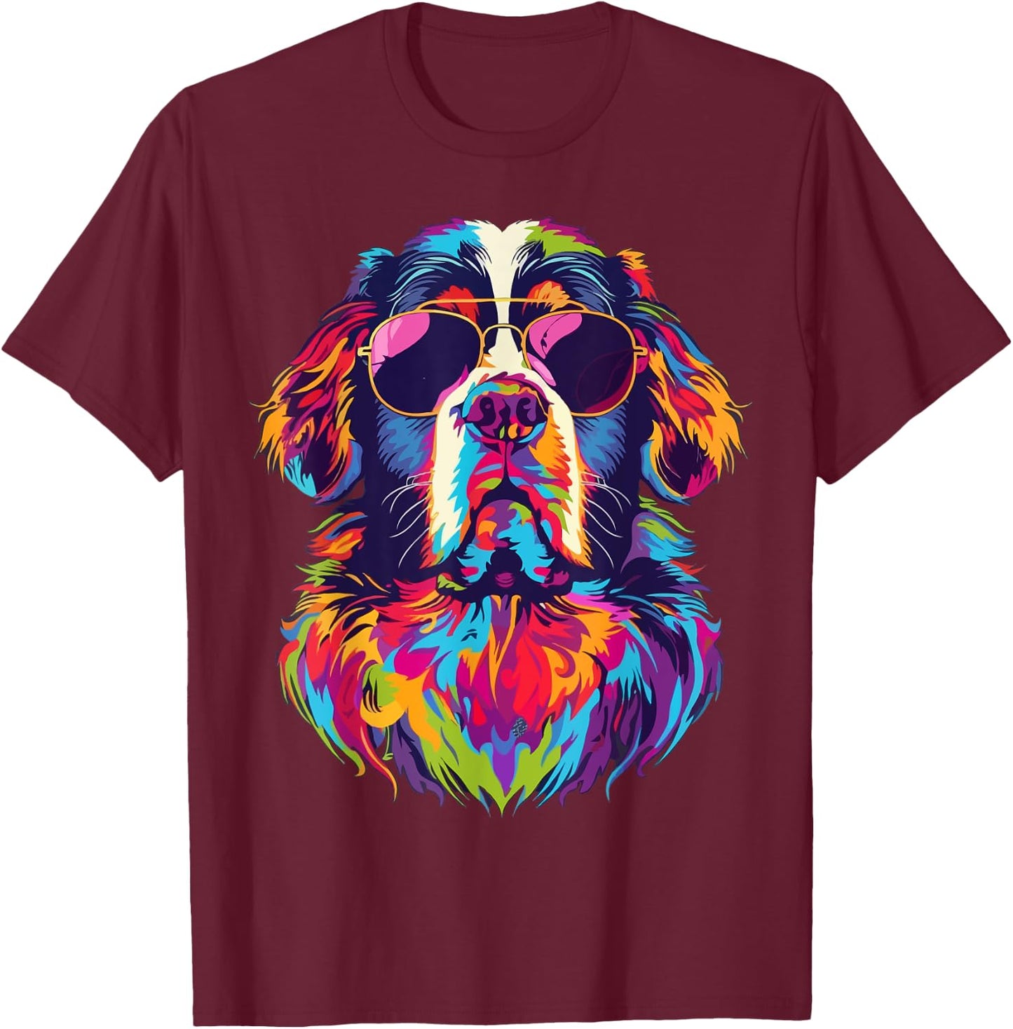 Saint Bernard Lovers Design Pop Art Funny St Bernard Dog T-Shirt - T-Shirt | Maroon