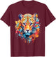 Jaguar Face Big Cat Lover Print Splash Art Graphic Design T-Shirt - T-Shirt | Maroon
