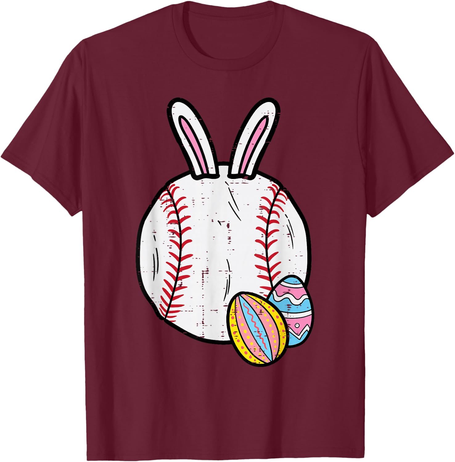 Easter Baseball Bunny Sports Men Boys Kids Toddler Youth T-Shirt - T-Shirt | Maroon