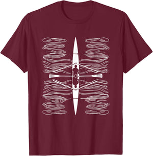 Rowing Drawing Rowing Sports , black T-Shirt - T-Shirt | Maroon