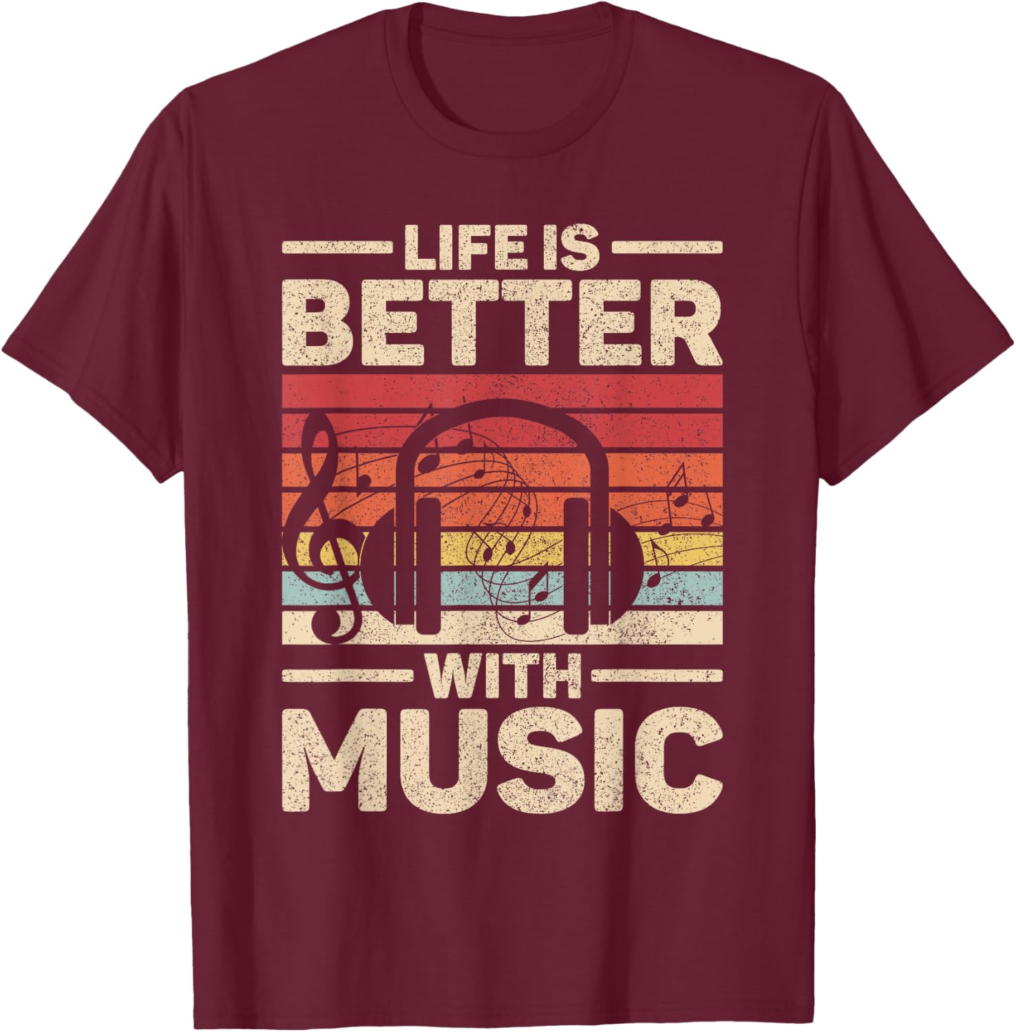 Life is Better with Music Lover Musician Outfit EDM Music DJ T-Shirt - T-Shirt | Maroon