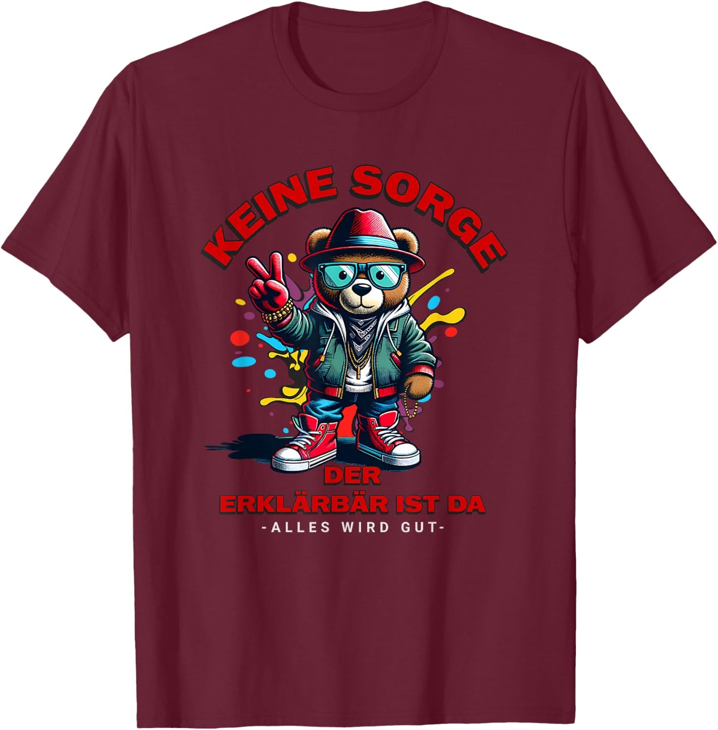 Erklärbär ist da Motiv, Erklärbär im Einsatz T-Shirt - T-Shirt | Maroon