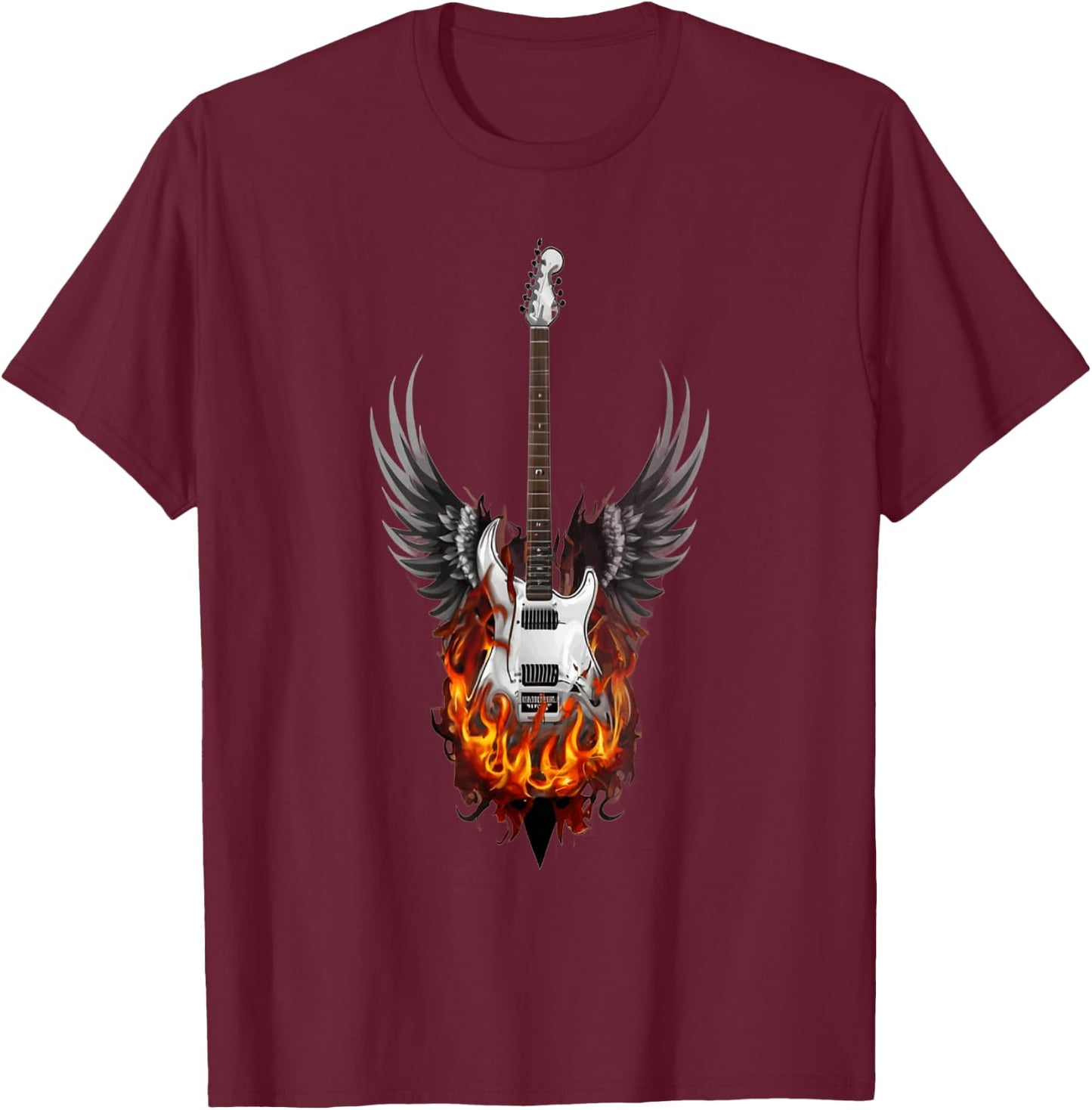 Guitare rock enflammé T-Shirt - T-Shirt | Maroon