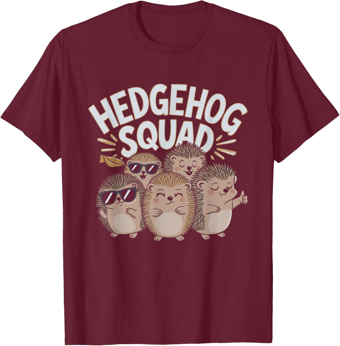 Funny Hedgehog Squad Design T-Shirt - T-Shirt | Maroon