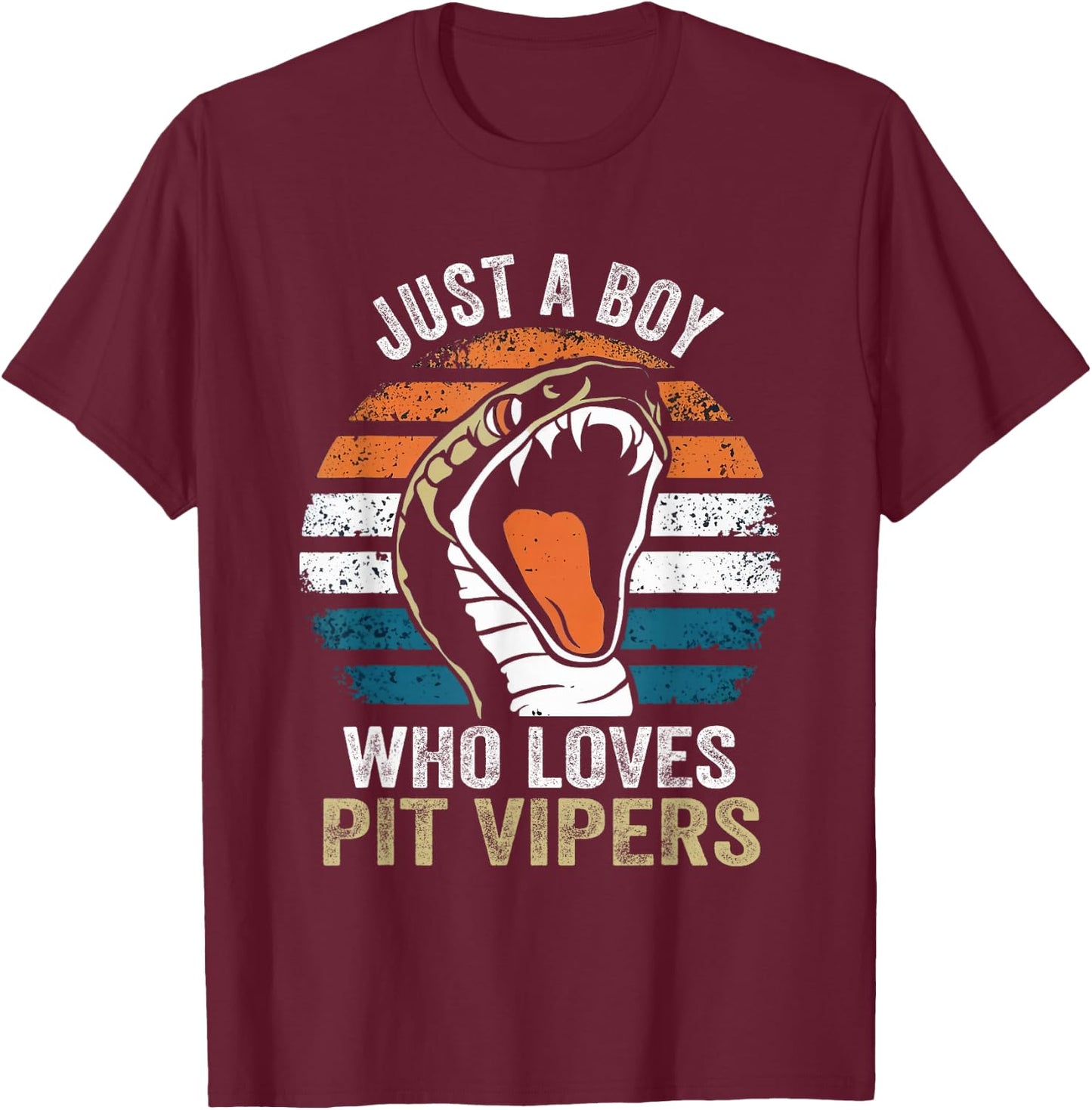 Just A Boy Who loves Pit Vipers Exotic Pet Snake Lover T-Shirt - T-Shirt | Maroon