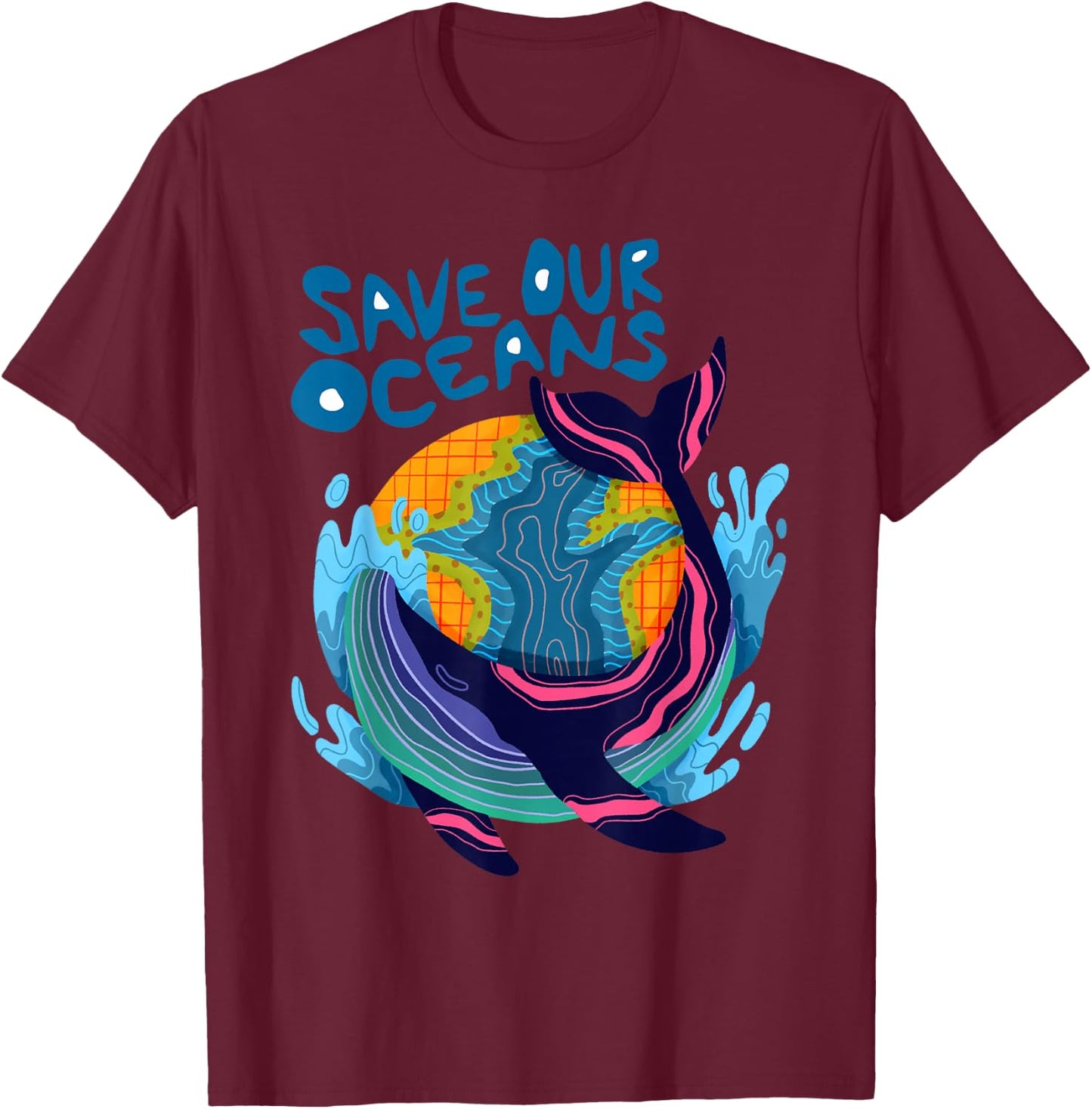 Whale Climate Change Save Our Oceans T-Shirt - T-Shirt | Maroon