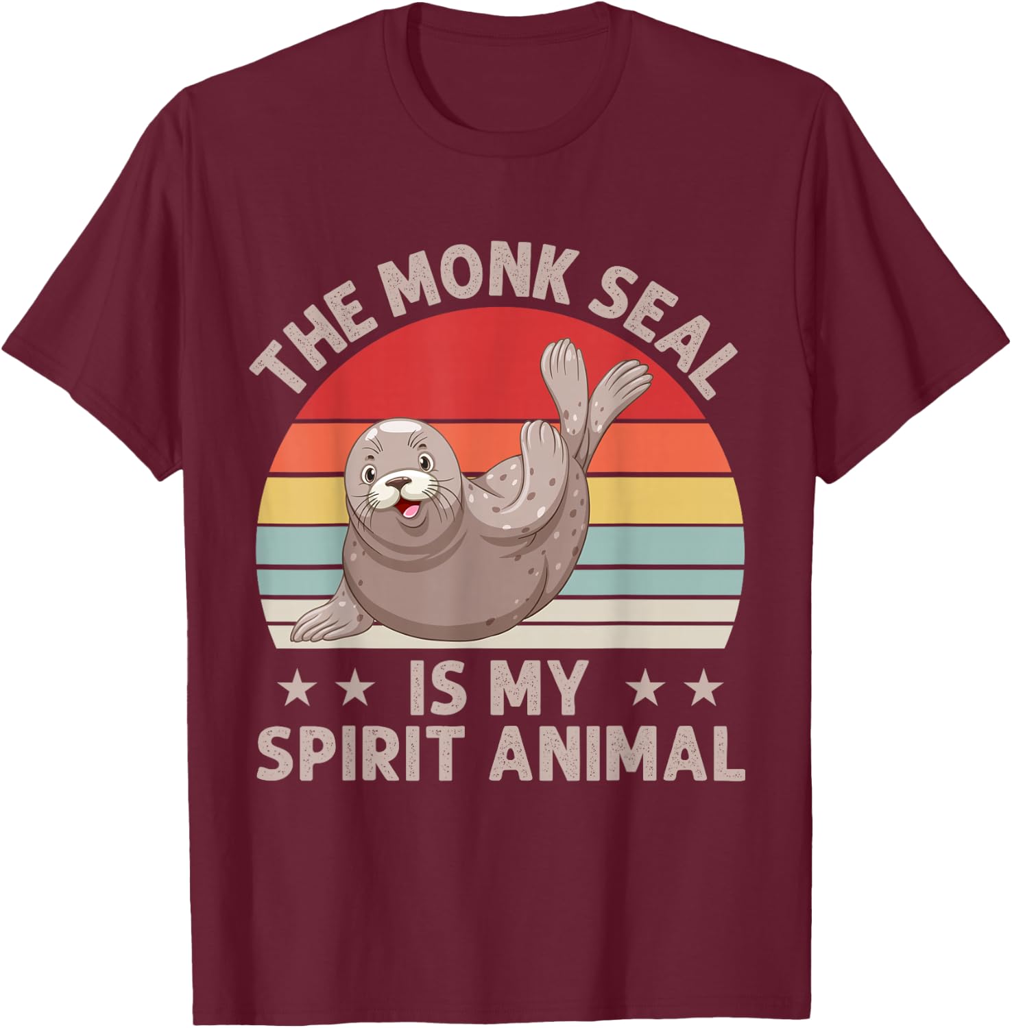 The Monk Seal is My Spirit Animal Gifts Caribbean Monk Seal T-Shirt - T-Shirt | Maroon
