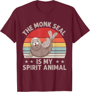 The Monk Seal is My Spirit Animal Gifts Caribbean Monk Seal T-Shirt - T-Shirt | Maroon