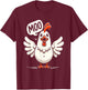 Moo Says the Chicken - Comical Cow-Chicken Fusion Graphic T-Shirt - T-Shirt | Maroon