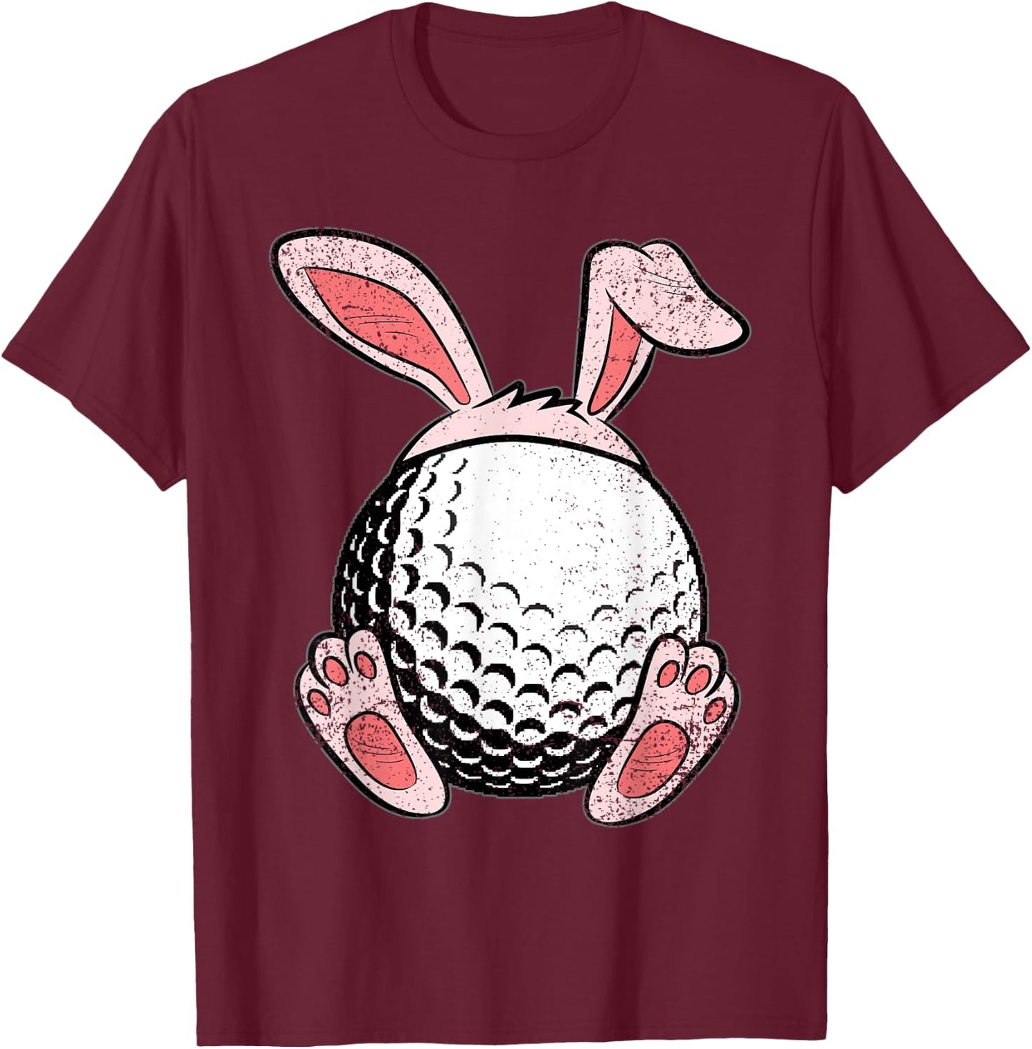 Easter Golf Lover Bunny Ears Ball Cute Rabbit Sport T-Shirt - T-Shirt | Maroon