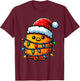 Cute Kawaii Chicken Nugget Nug Xmas Christmas Hat - -Adults, -Kids - Black - Small - Short Sleeve T-Shirt - T-Shirt | Maroon