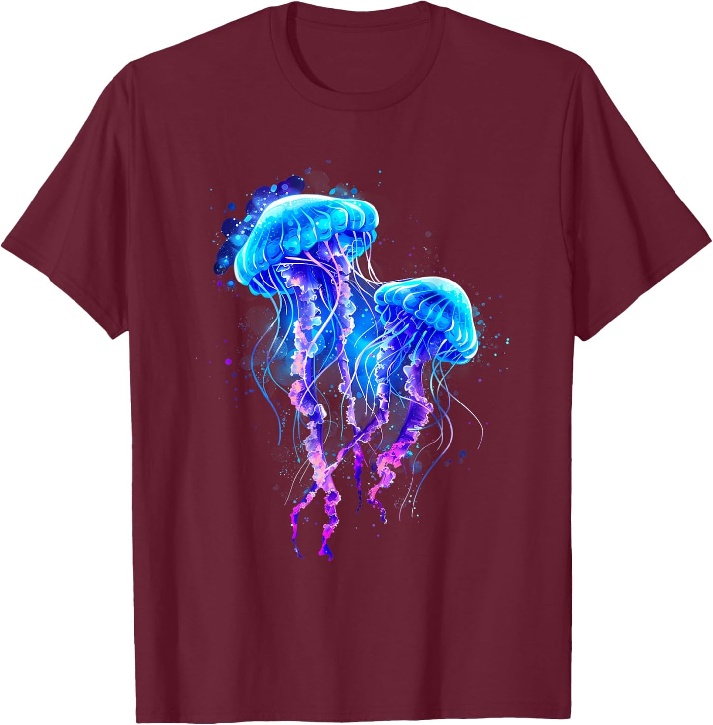 Jellyfish Artwork Sea Ocean Jellyfish Motif Marine Mammal T-Shirt - T-Shirt | Maroon