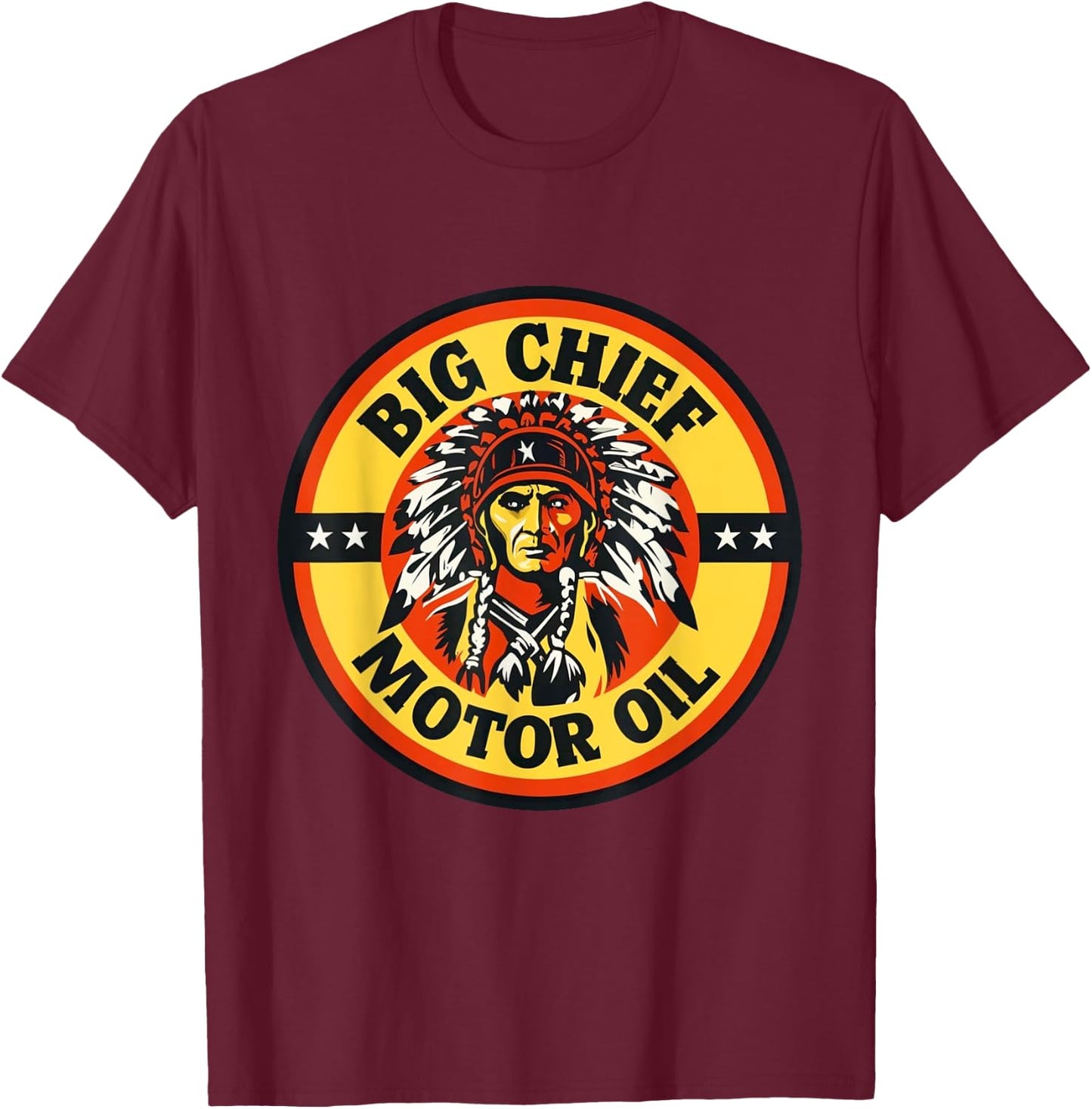 Retro Vintage Gas Station Big Chief Motor Oil Car Garage T-Shirt - T-Shirt | Maroon