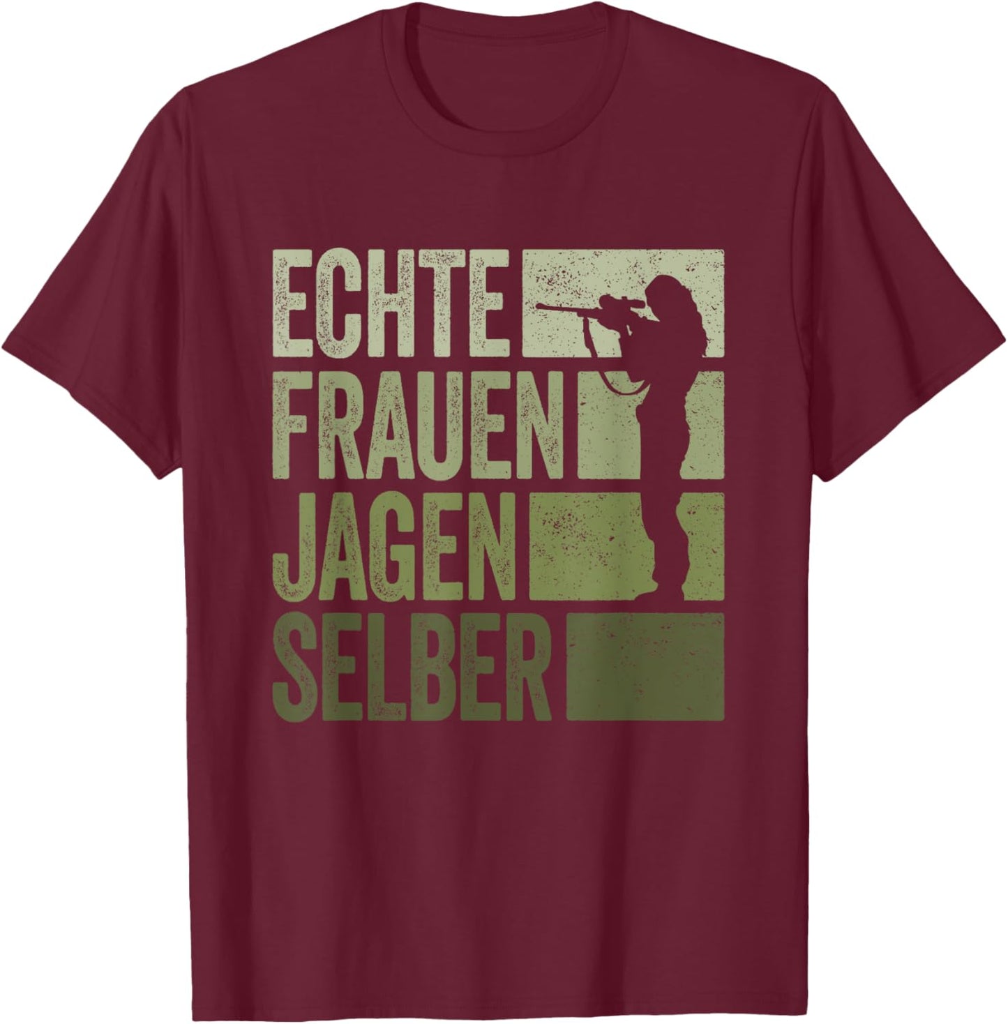 Women's with Hunter Motif, black T-Shirt - T-Shirt | Maroon
