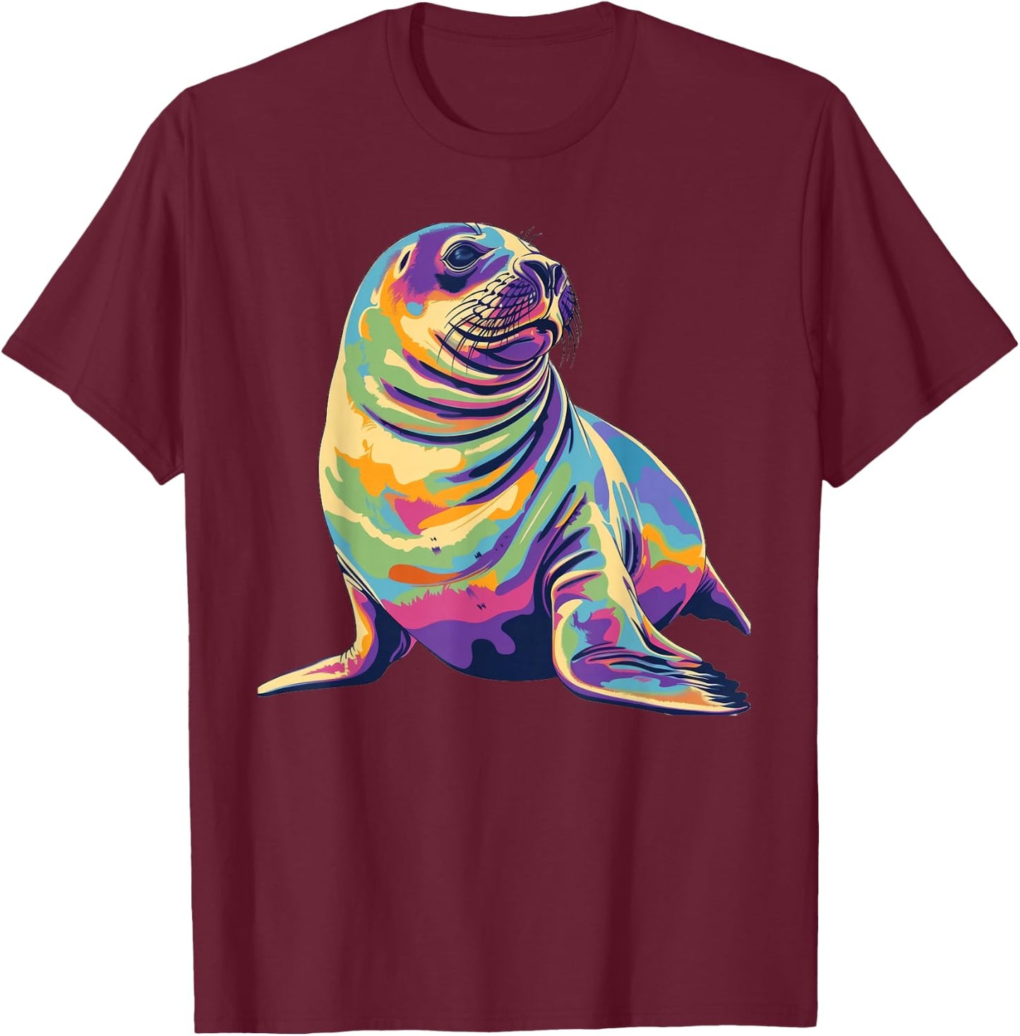 Elephant Seal 90s Retro T-Shirt - T-Shirt | Maroon