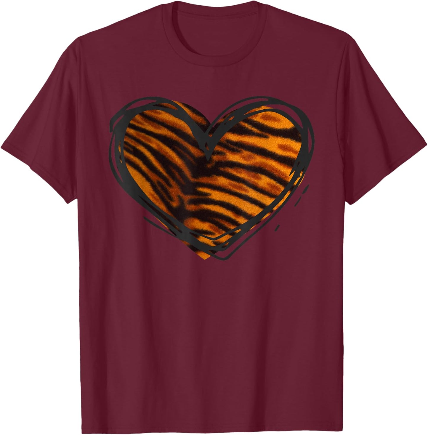 Herz-Tiger-Muster – I Love Tiger T-Shirt - T-Shirt | Maroon