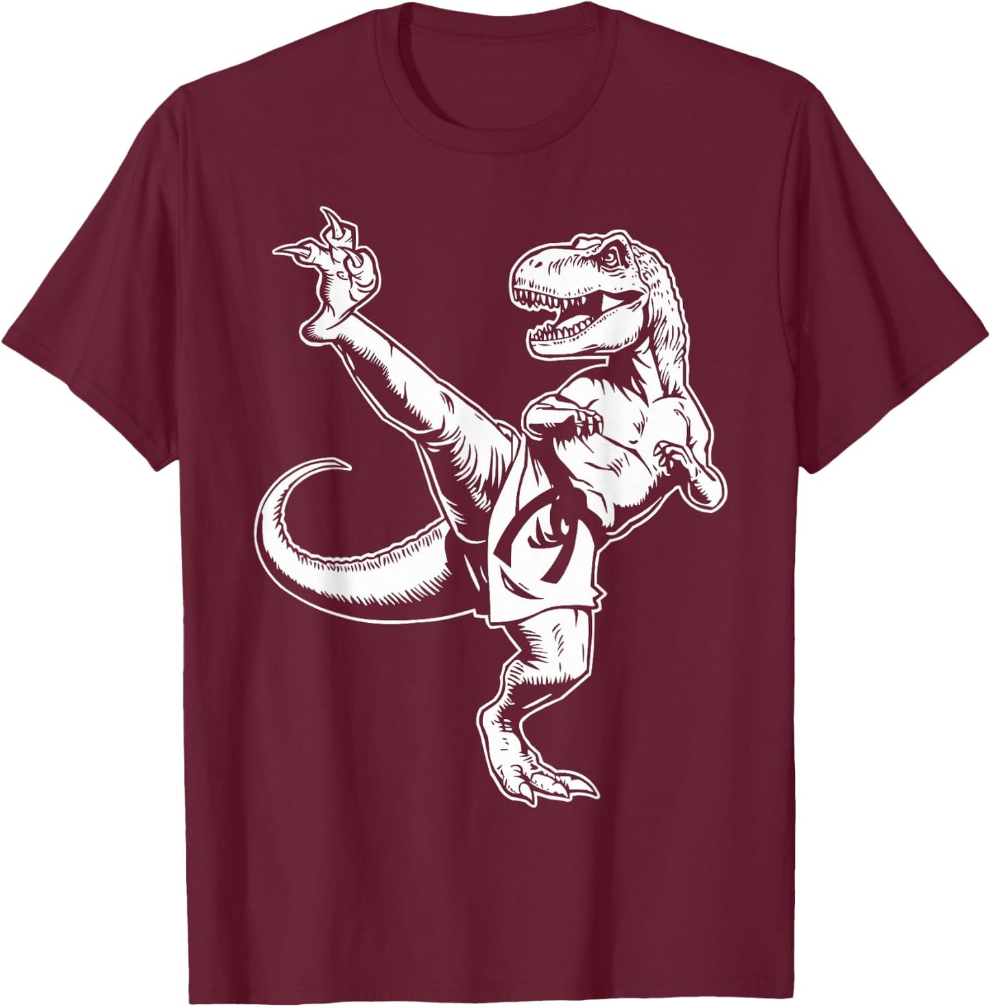 Taekwondo Dinosaur Martial Arts Kids Men Boys Karate T-Shirt - T-Shirt | Maroon