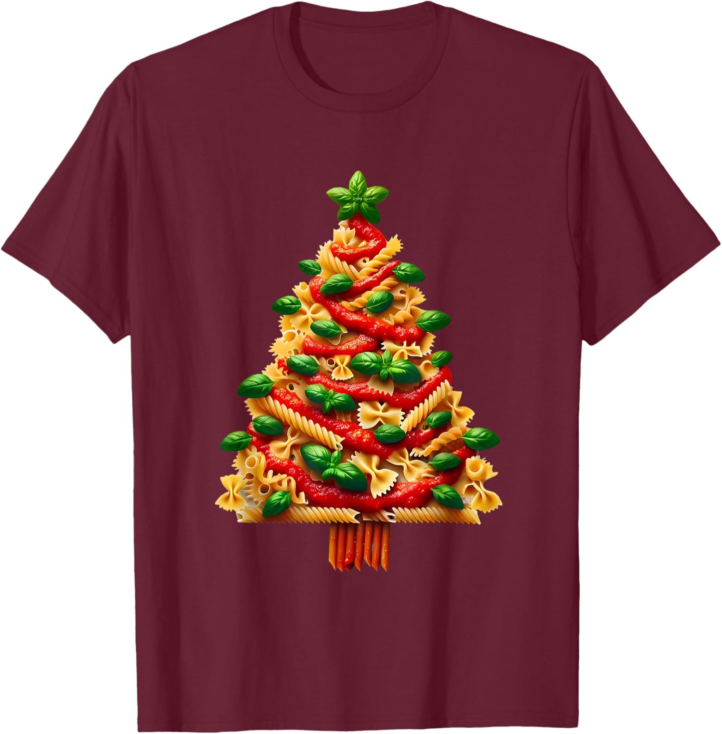 Funny Italian Pasta Christmas Tree Lights Xmas Women T-Shirt - T-Shirt | Maroon