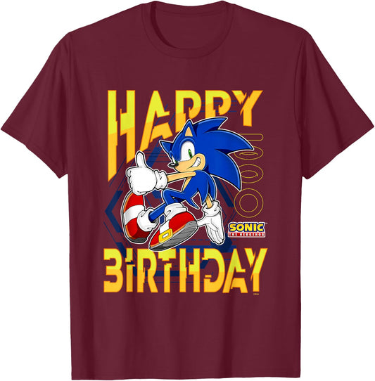 Sonic The Hedgehog Birthday Happy Birthday Thumbs Up Logo T-Shirt - T-Shirt | Maroon