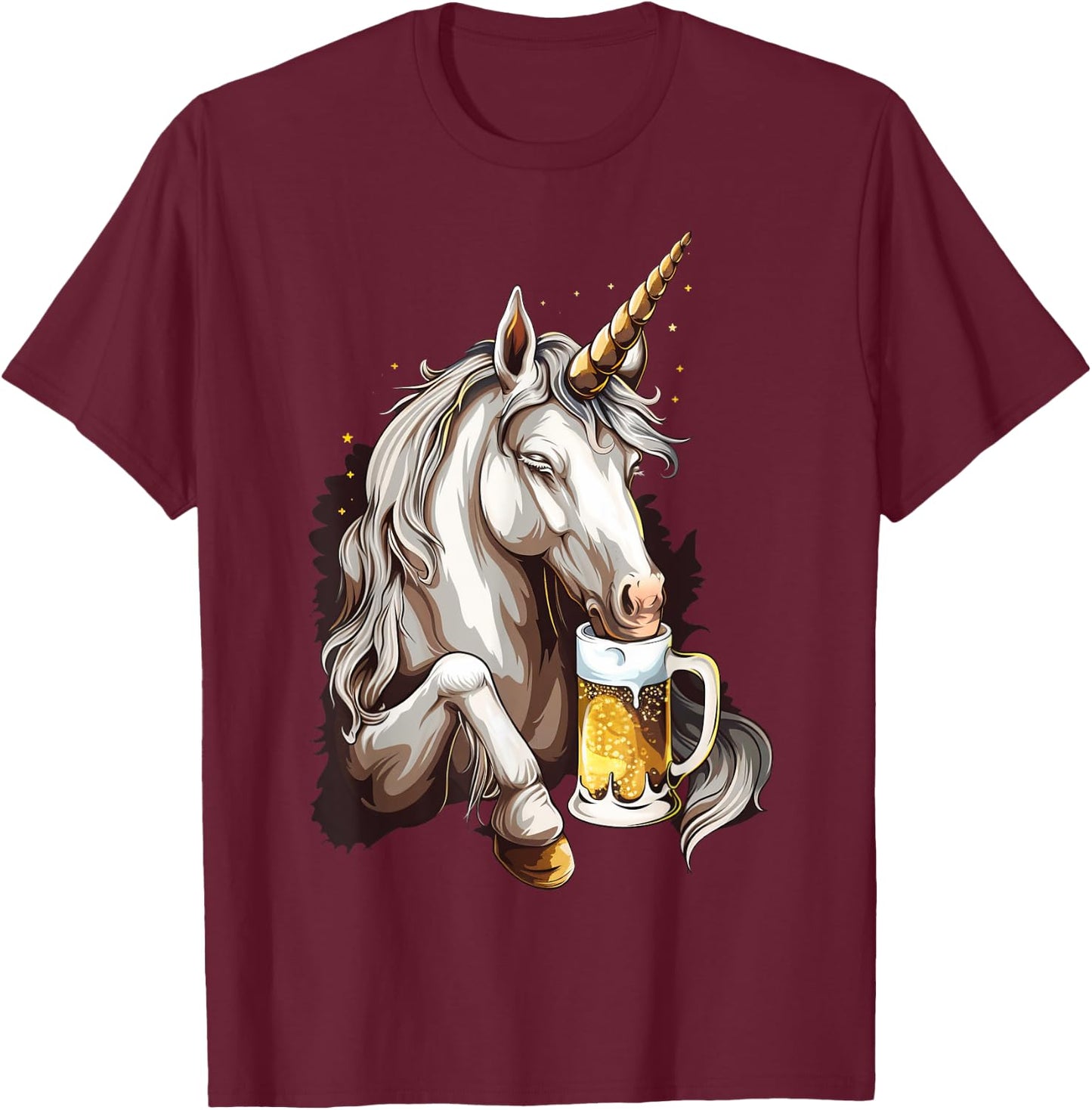 Beer Unicorn T-Shirt - T-Shirt | Maroon