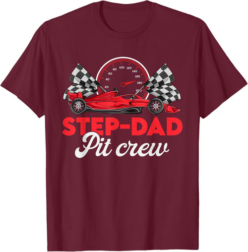 Race Car Step Dad Of Birthday Boy Shirt, Step Dad Pit Crew