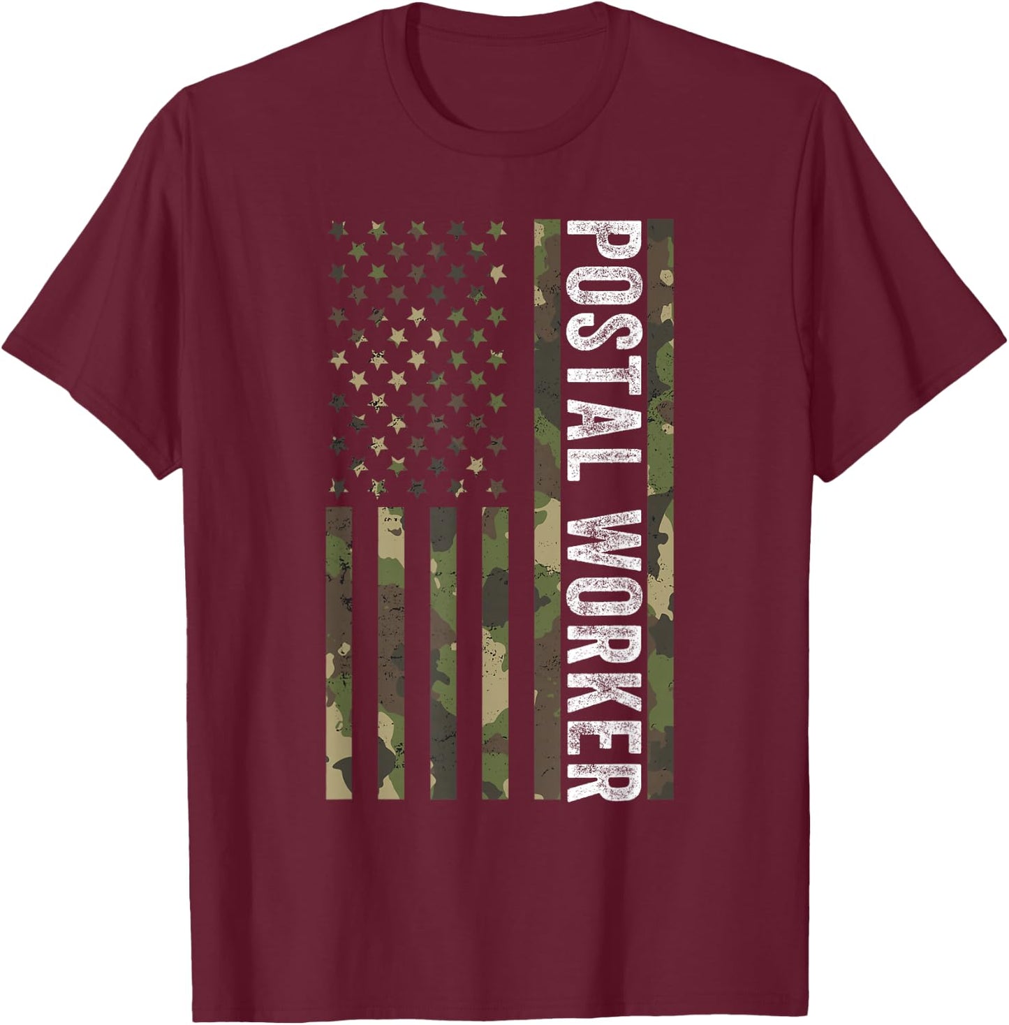 Postal Worker Camouflage American Flag US Postal Service Men T-Shirt - T-Shirt | Maroon
