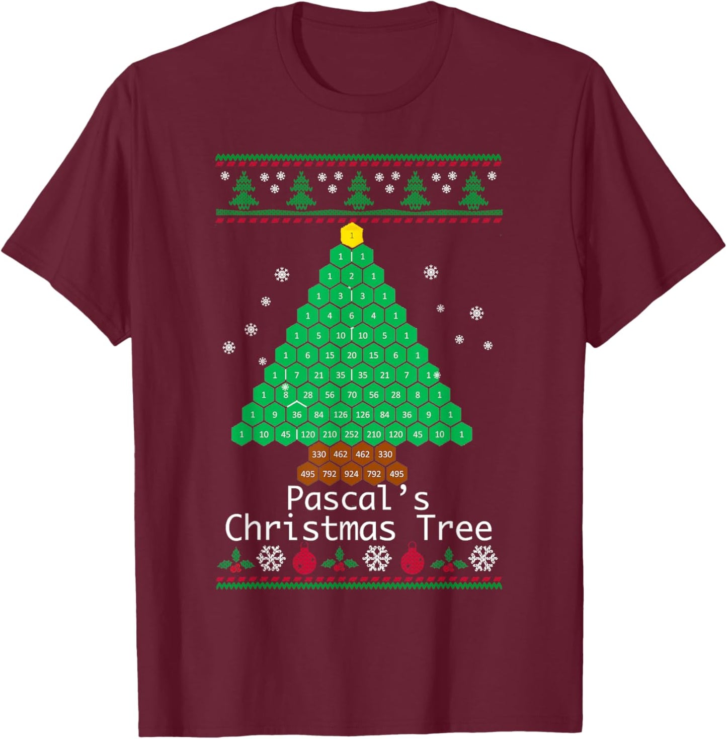 Pascal's Christmas Tree Women Men Shirt Gift T-Shirt - T-Shirt | Maroon