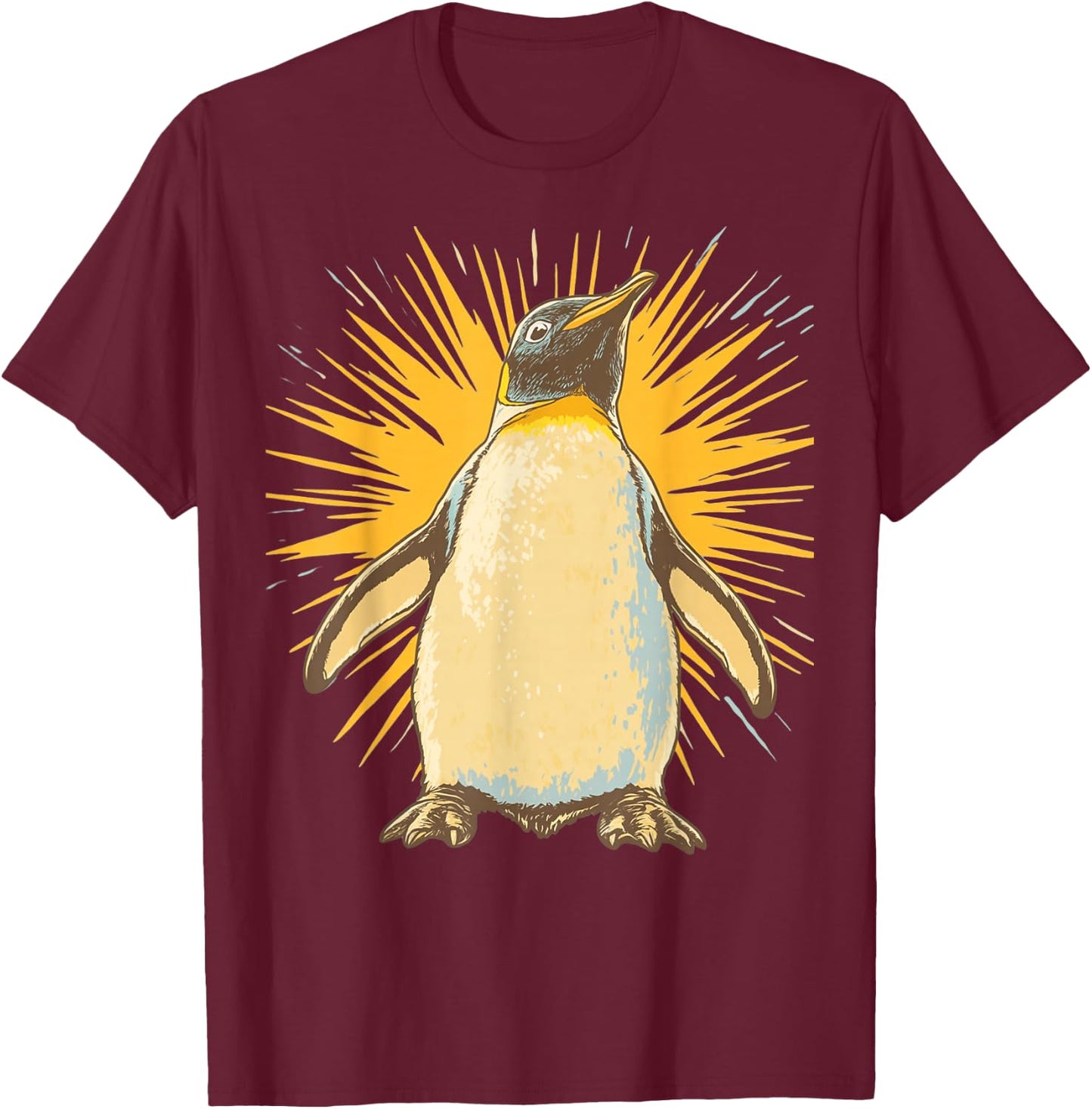 Penguin Graphic Wildlife Art T-Shirt - T-Shirt | Maroon