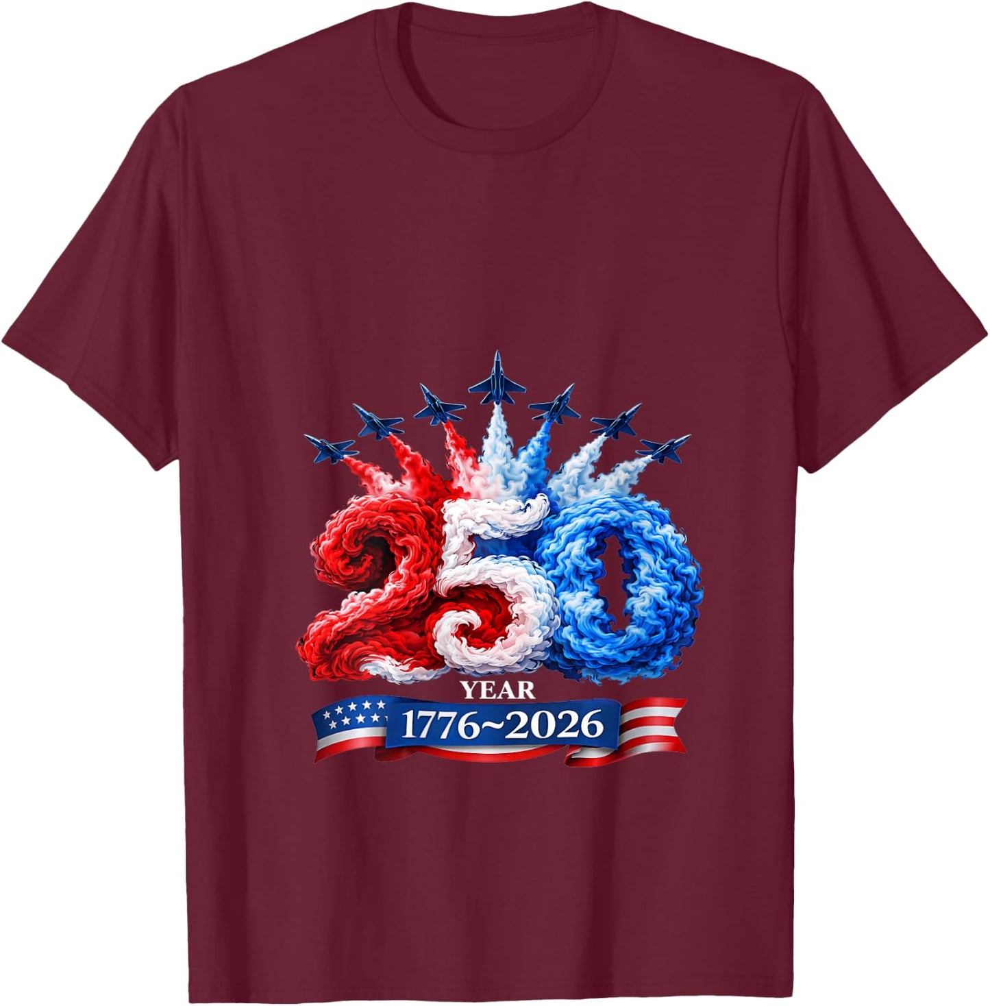 Women's 250 Years American 250th USA Patriotic 4th of July V-Neck T-Shirt - T-Shirt | Maroon