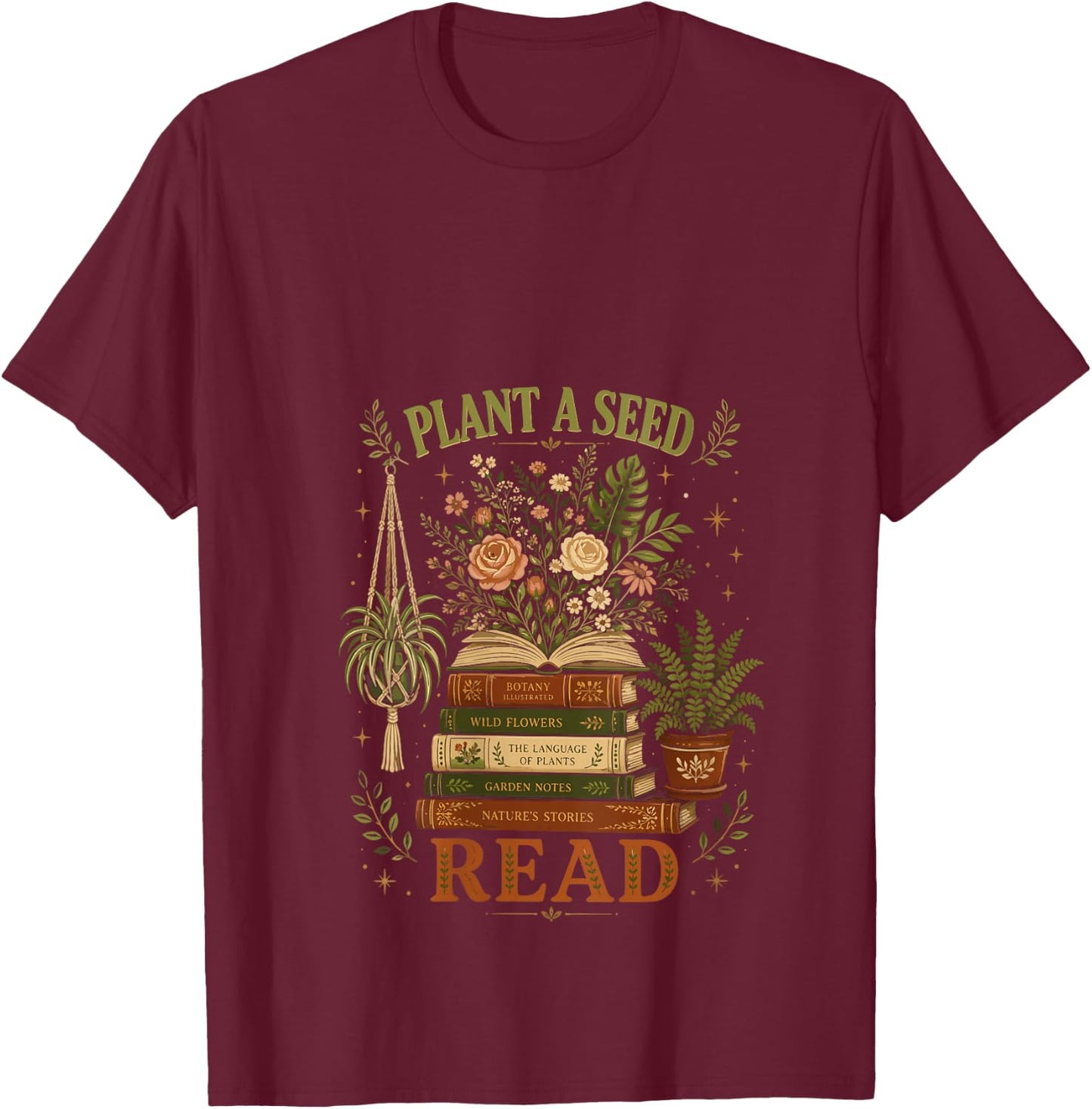 Women's Plant A Seed Read Summer Reading 2026 Teacher Librarian Book V-Neck T-Shirt - T-Shirt | Maroon