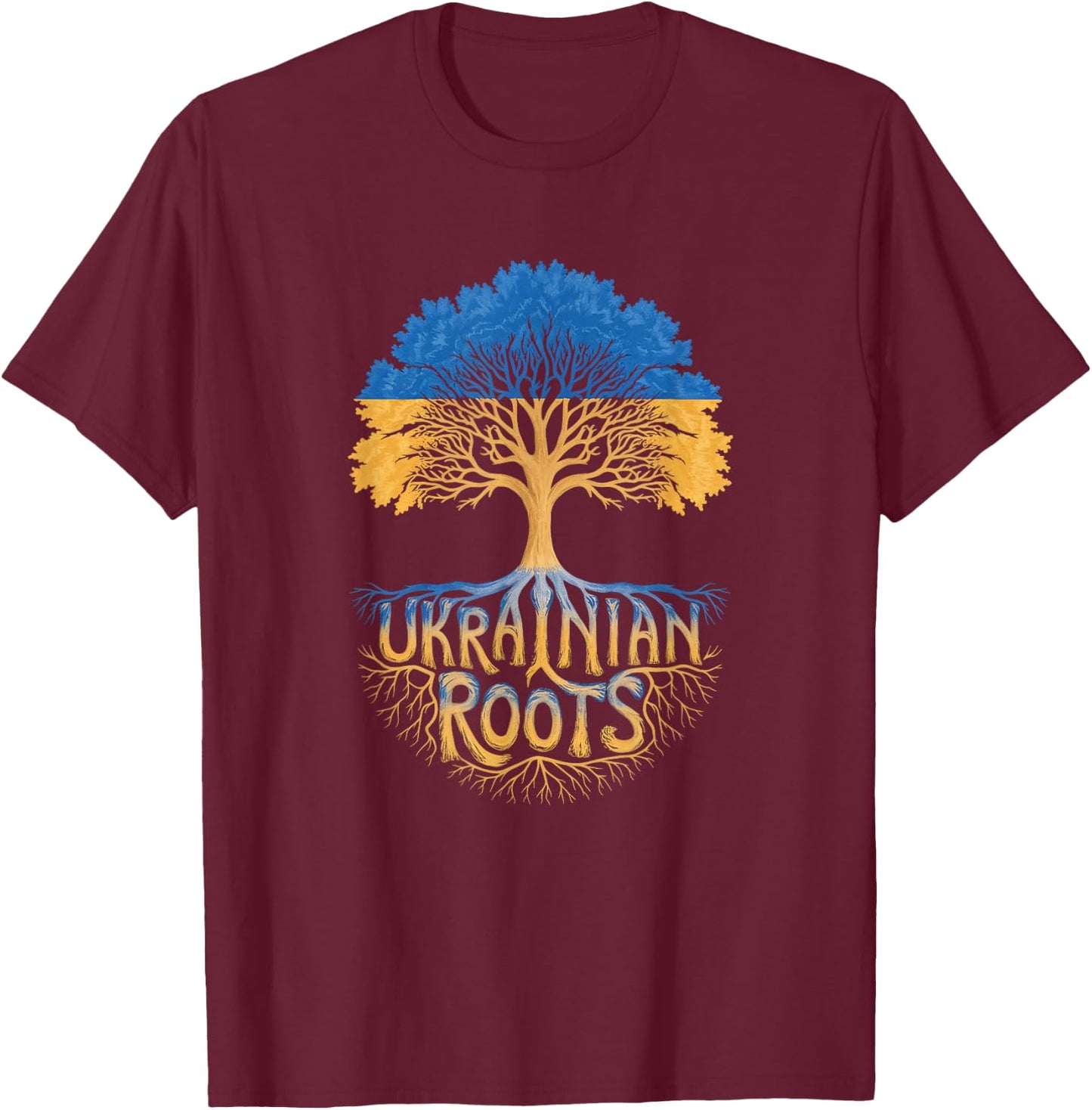 Ukrainian Roots - Ukraine Flag Colors Family Tree Souvenir T-Shirt - T-Shirt | Maroon