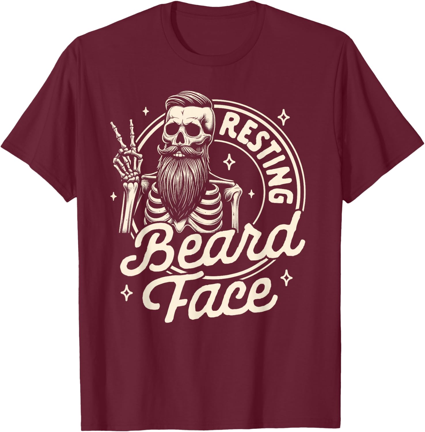Bearded Dad Daddy Papa Father’s Day Resting Beard Face T-Shirt - T-Shirt | Maroon