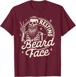 Bearded Dad Daddy Papa Father’s Day Resting Beard Face T-Shirt - T-Shirt | Maroon