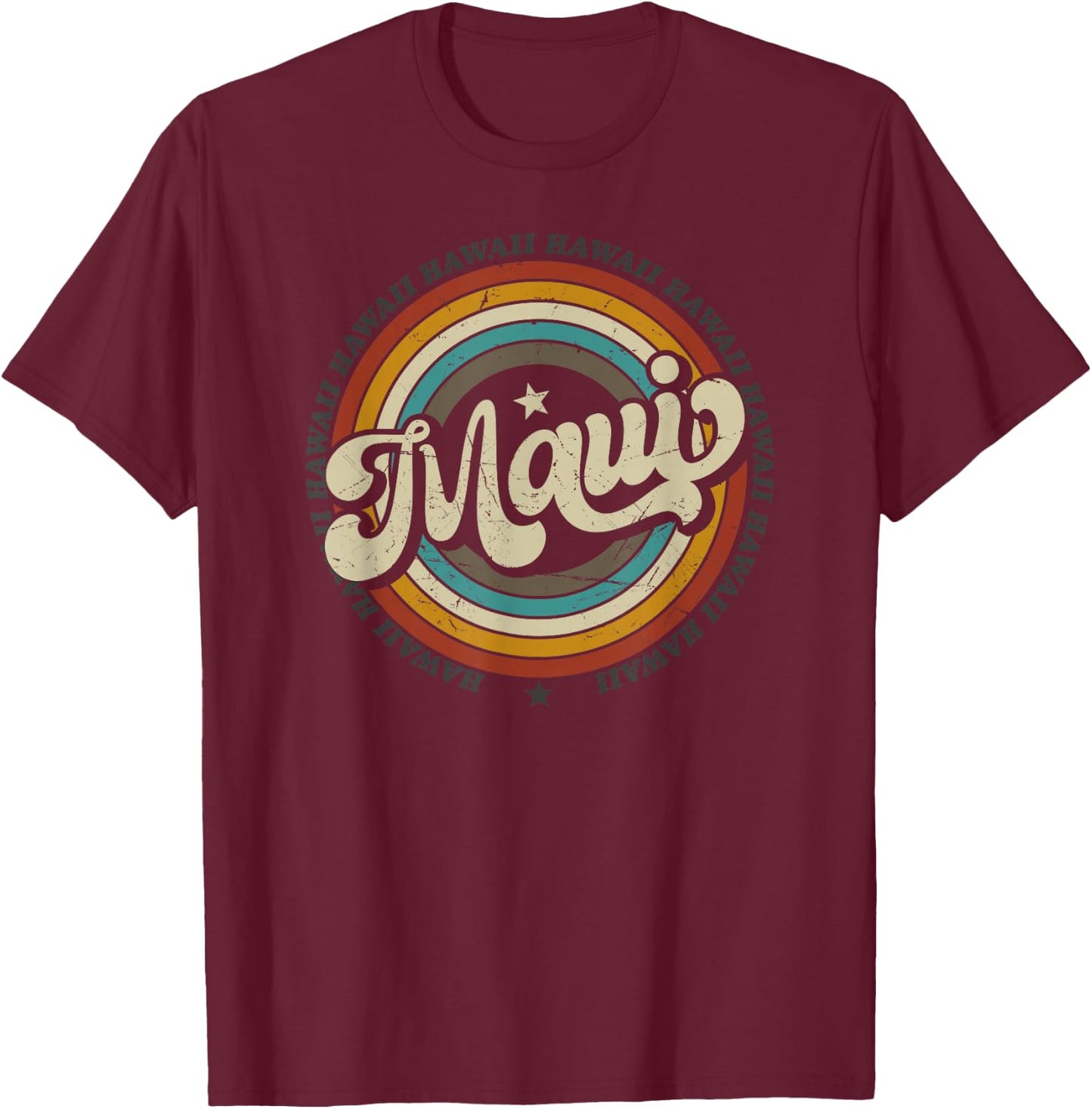 Maui Hawaii Hawaii Beach Surf Retro 70er 80er Vintage T-Shirt - T-Shirt | Maroon