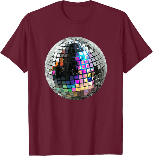 Disco Ball 90s Outfit Theme Party 80s Outfit , black T-Shirt - T-Shirt | Maroon