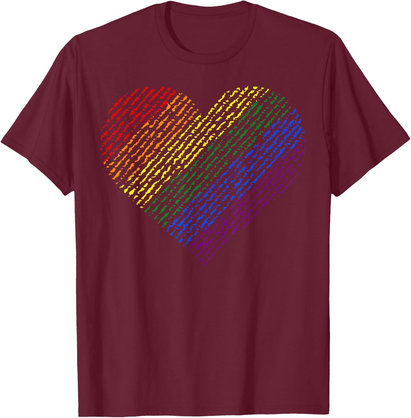 Large Rainbow Heart LGBT Gay Pride Love Support T-Shirt - T-Shirt | Maroon