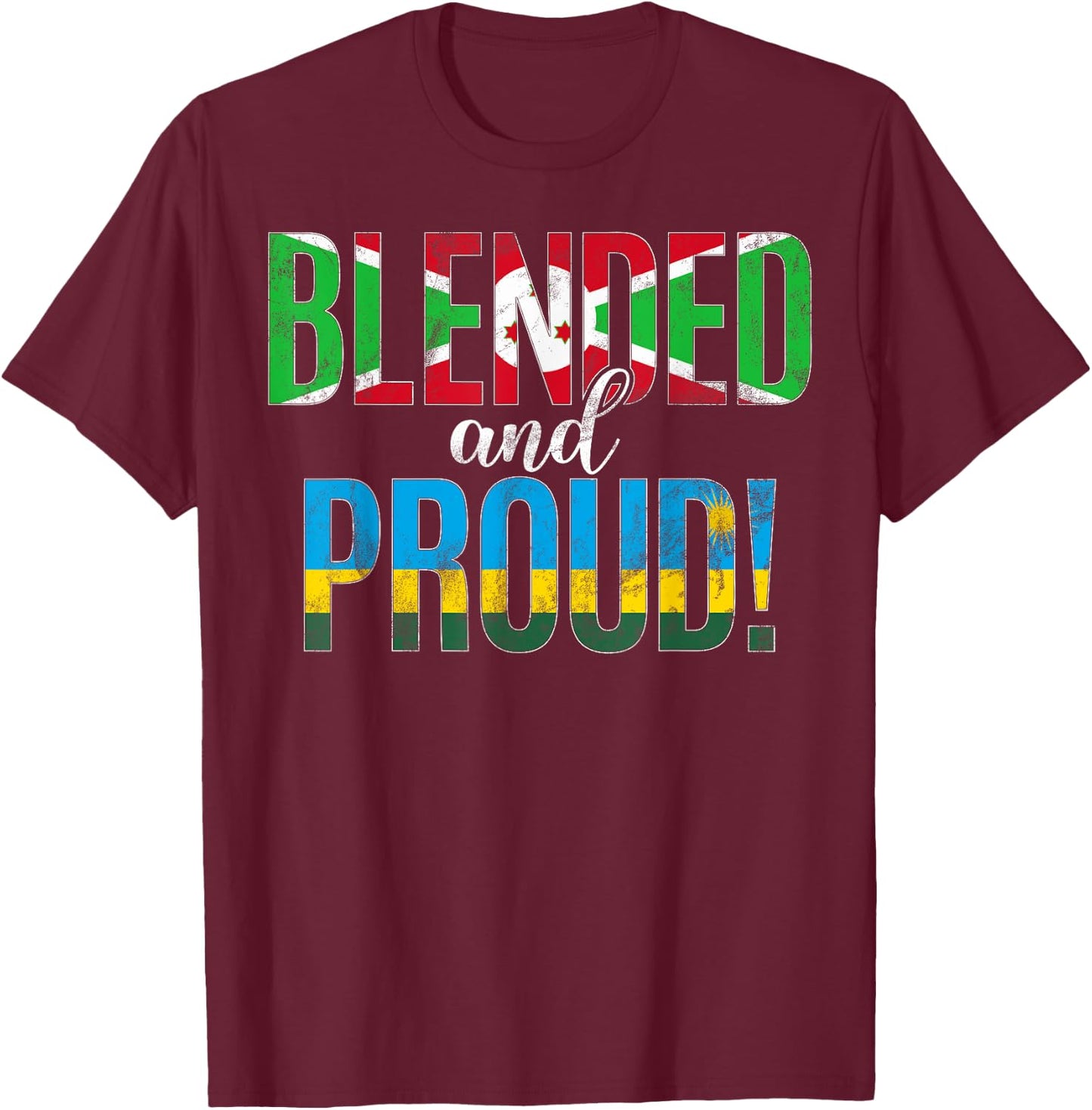 Nationalité mixte et fière moitié burundaise moitié rwandaise T-Shirt - T-Shirt | Maroon