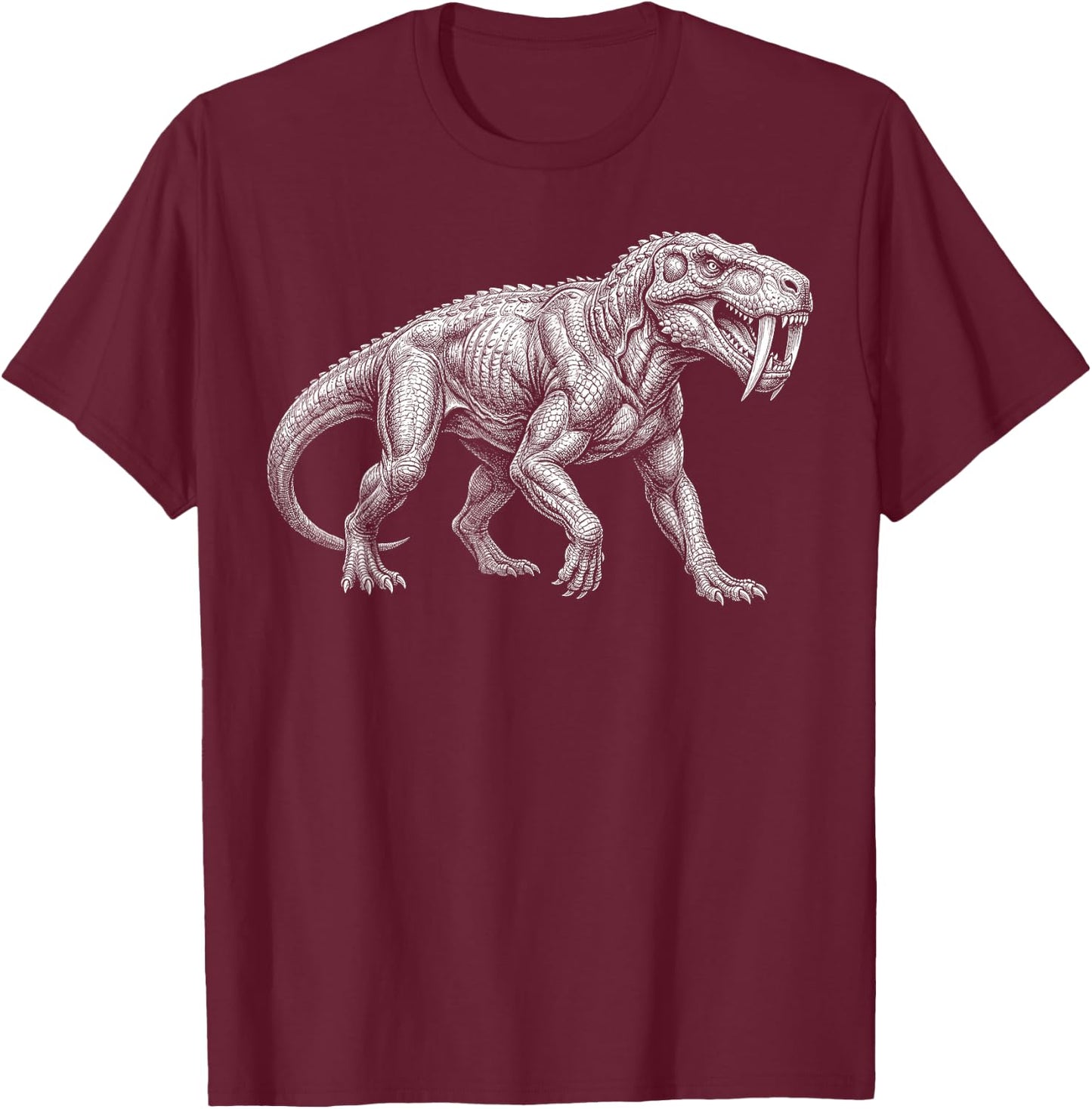 Gorgonopsid Skeleton Permian Predator Synapsid Fossil T-Shirt - T-Shirt | Maroon