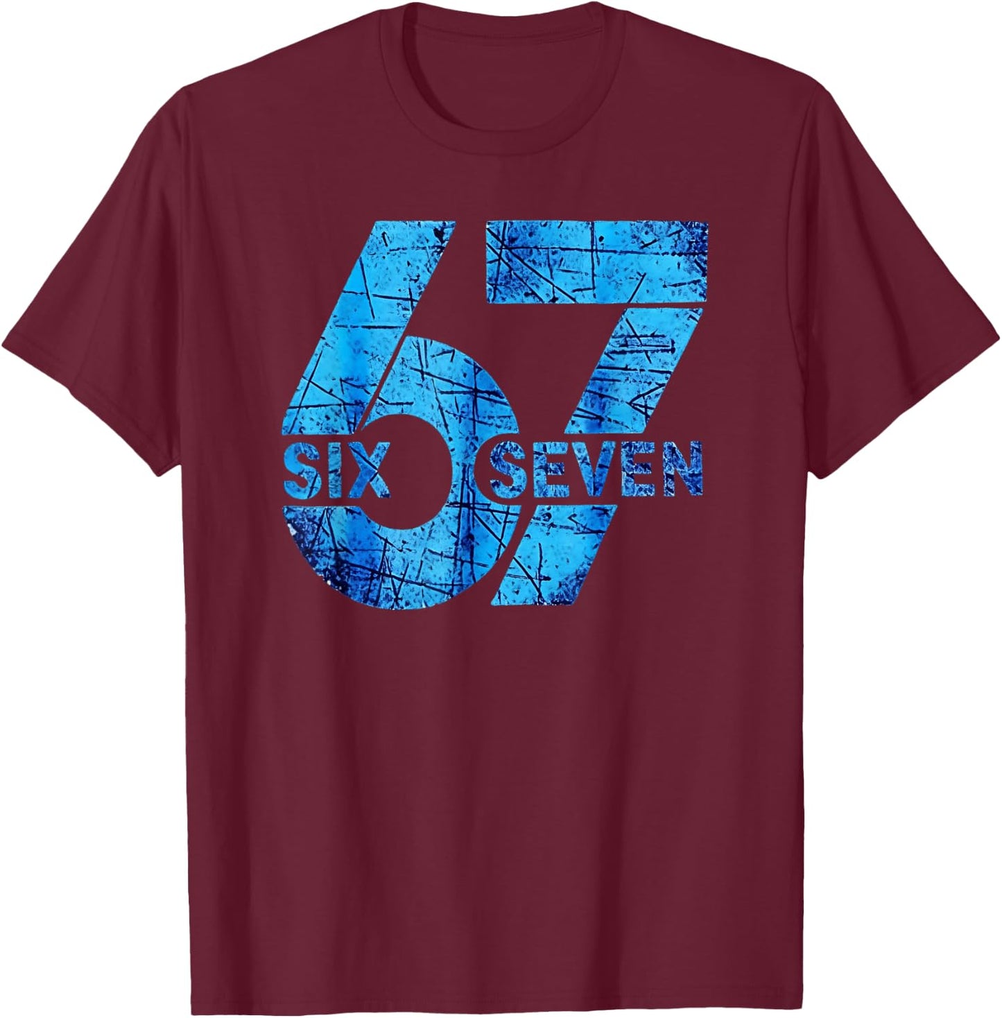 Kids Meme 6 7 Six Seven Blue Trendmeme T-Shirt - T-Shirt | Maroon