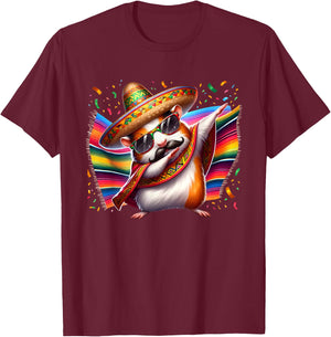Mexican Guinea Pig Hamster Animal Party Fiesta Cinco De Mayo T-Shirt - T-Shirt | Maroon