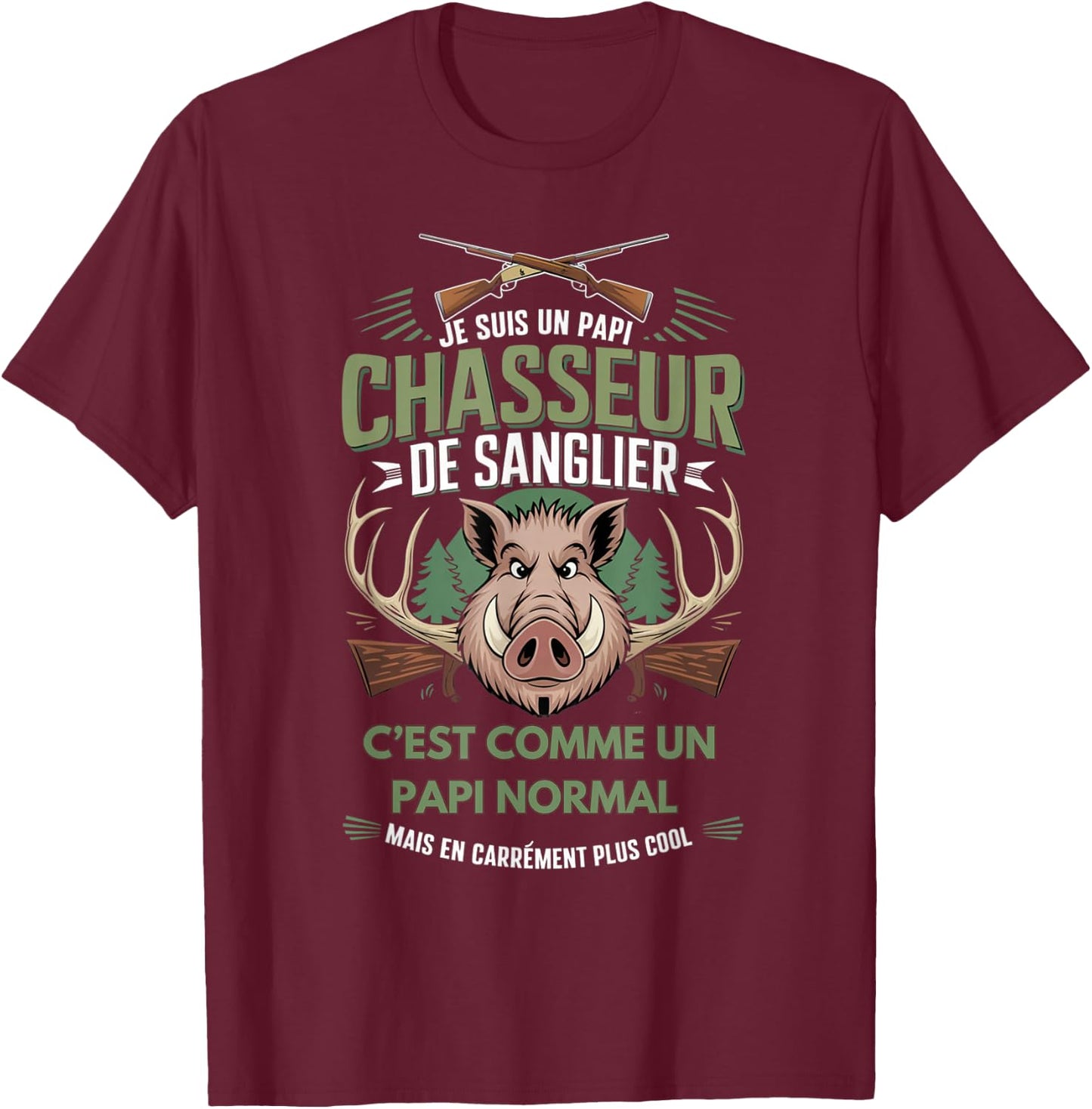 Gift Grandpa Boar Hunter Retirement Hunting Humour T-Shirt - T-Shirt | Maroon