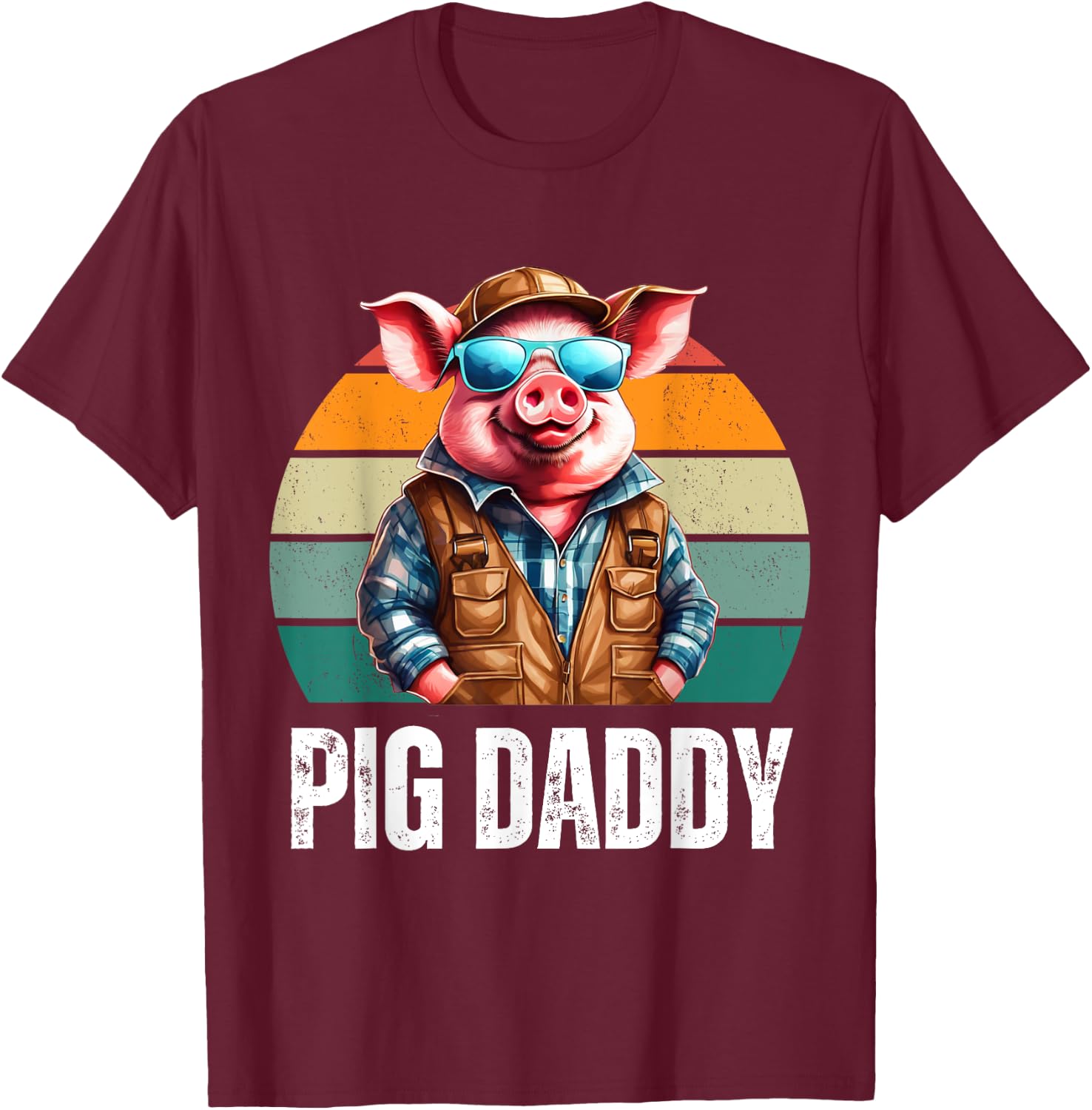 Pig Dad Daddy Father's Day Pig Lovers Farmer T-Shirt - T-Shirt | Maroon