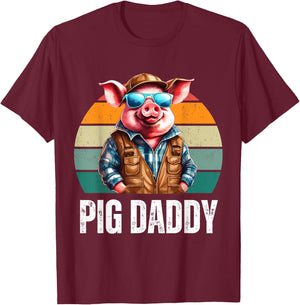 Pig Dad Daddy Father's Day Pig Lovers Farmer T-Shirt - T-Shirt | Maroon