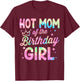 Hot Mom Of The Birthday Girl Tie Dye Bday Party T-Shirt - T-Shirt | Maroon