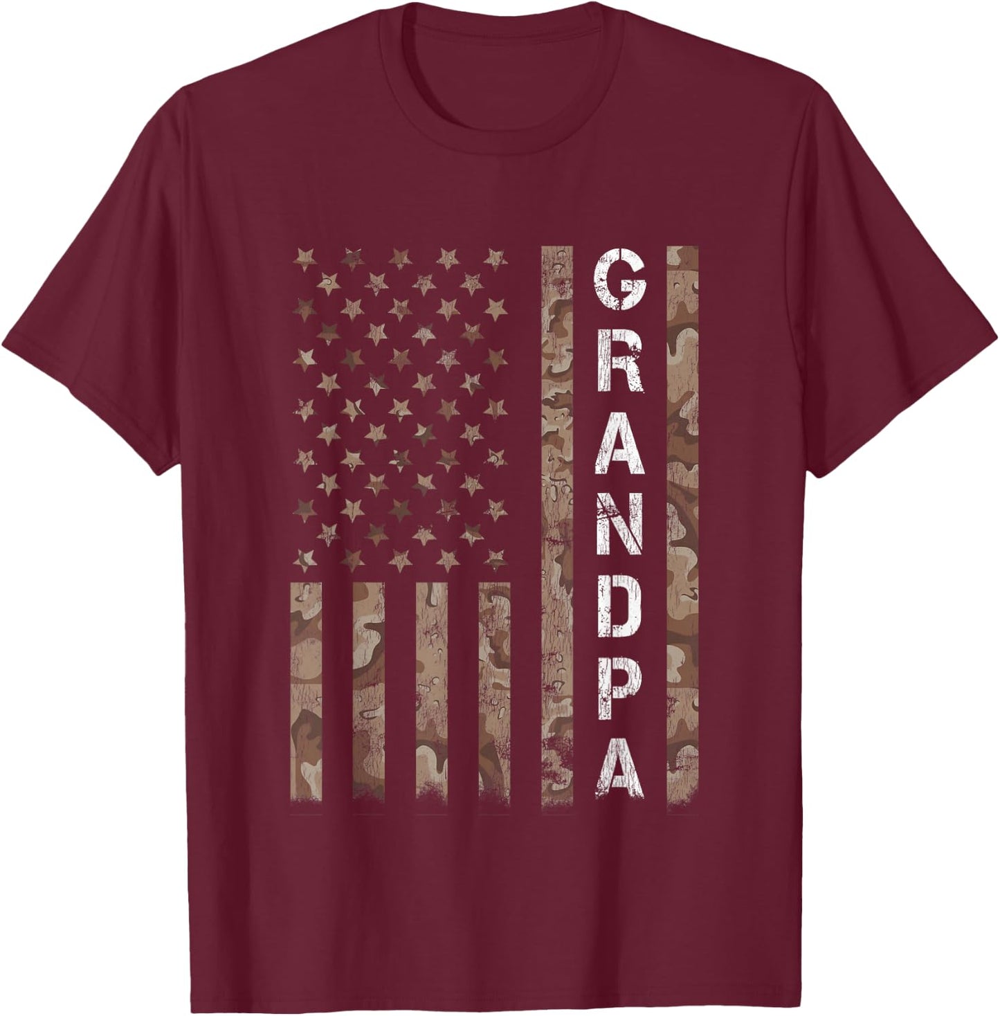 Grandpa Grandfather American Flag Fathers Day Men T-Shirt - T-Shirt | Maroon