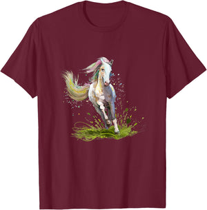 Horse Shirt Girl Gifts Horse Woman Equestrian Rider , Black T-Shirt - T-Shirt | Maroon
